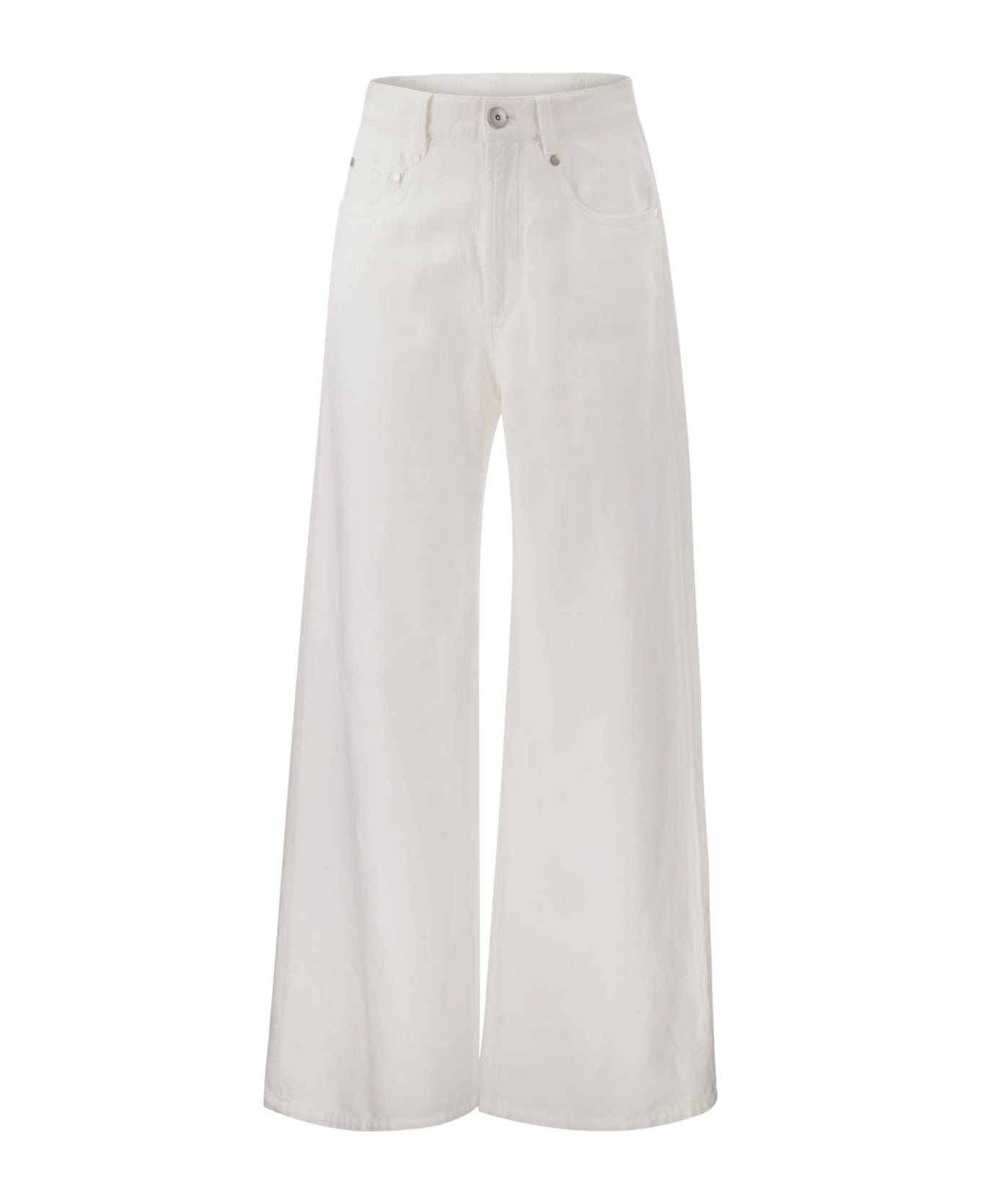 Brunello Cucinelli Relaxed Trousers In Garment-dyed Cotton-linen Cover-up - White