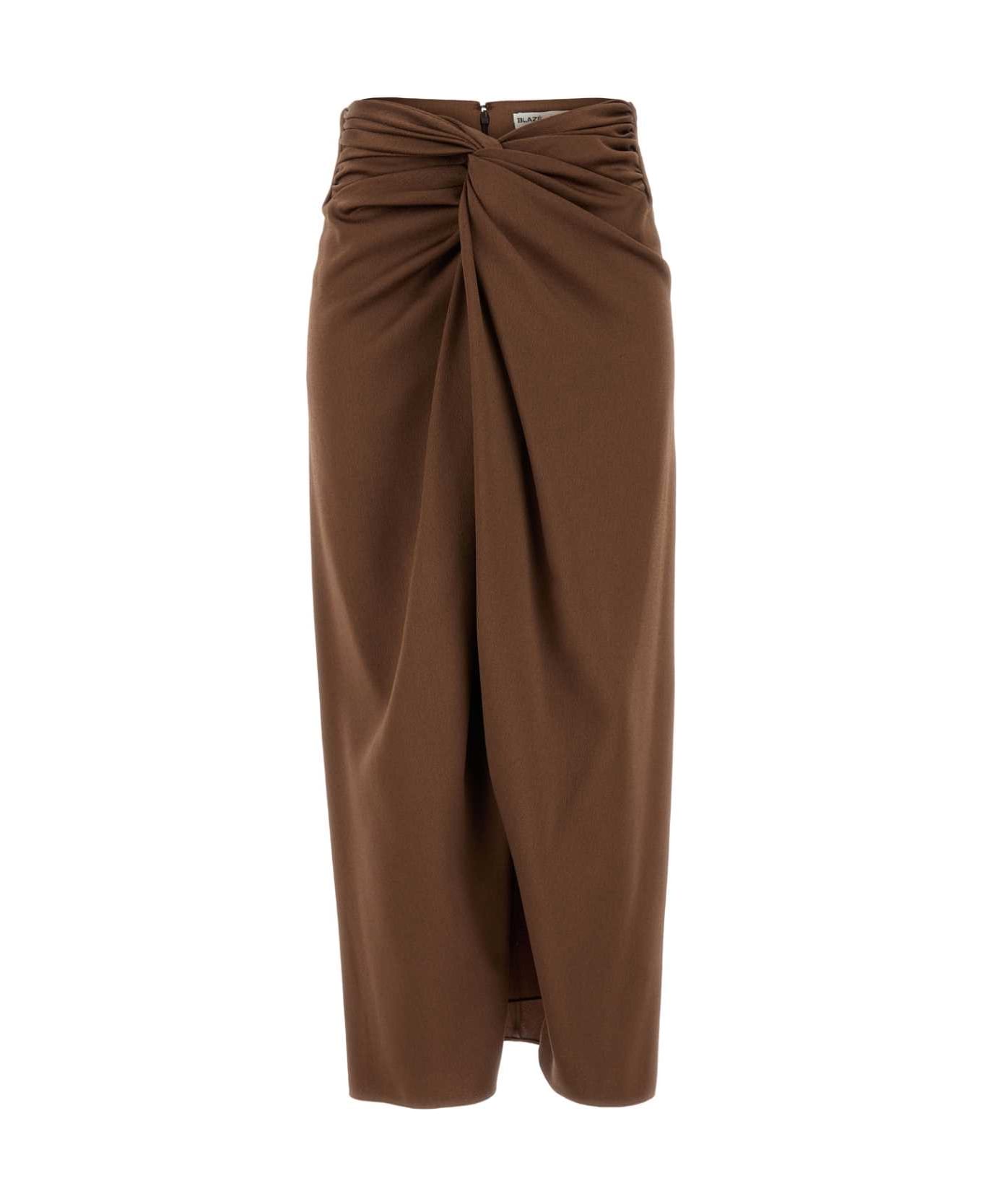 Blazé Milano Brown Crepe Novalis Skirt - NOUGAT
