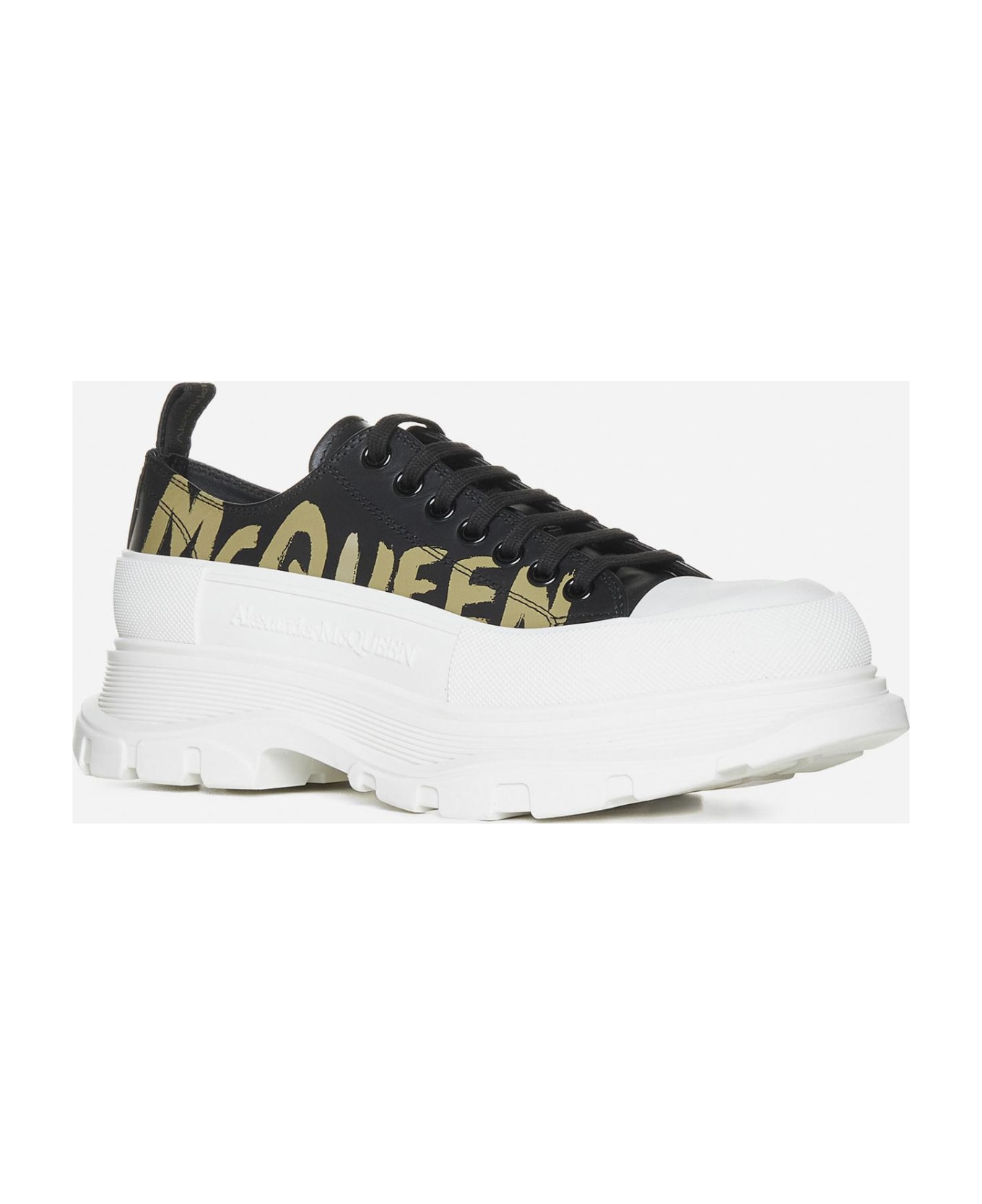 Alexander McQueen Tread Slick Leather Sneakers - Black