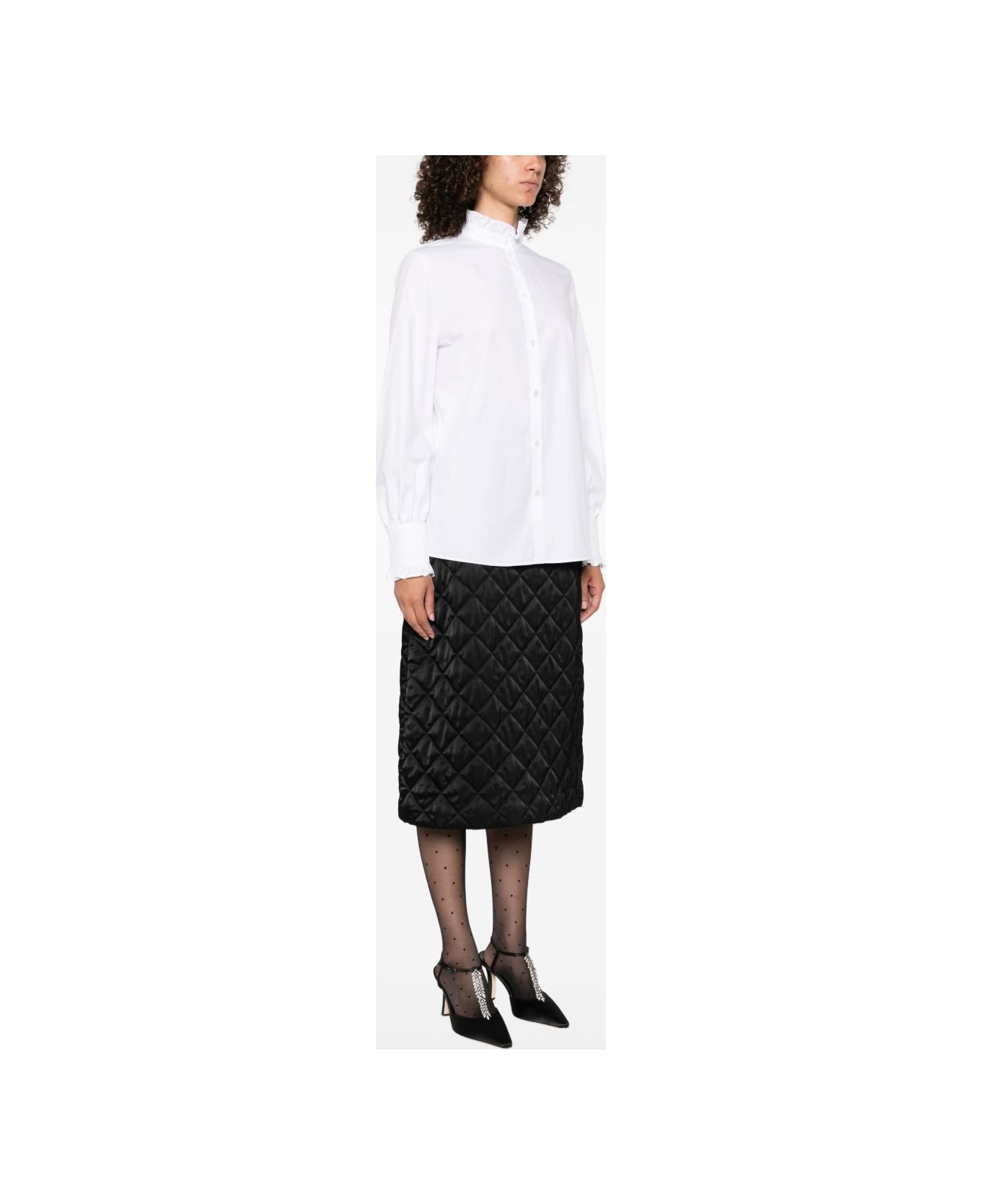 Valentino Garavani High-neck Shirt With Ruffles - White
