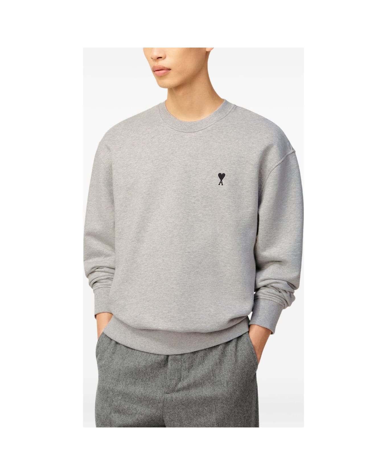 Ami Alexandre Mattiussi Ami Paris Sweatshirt With Black Heart - Grey