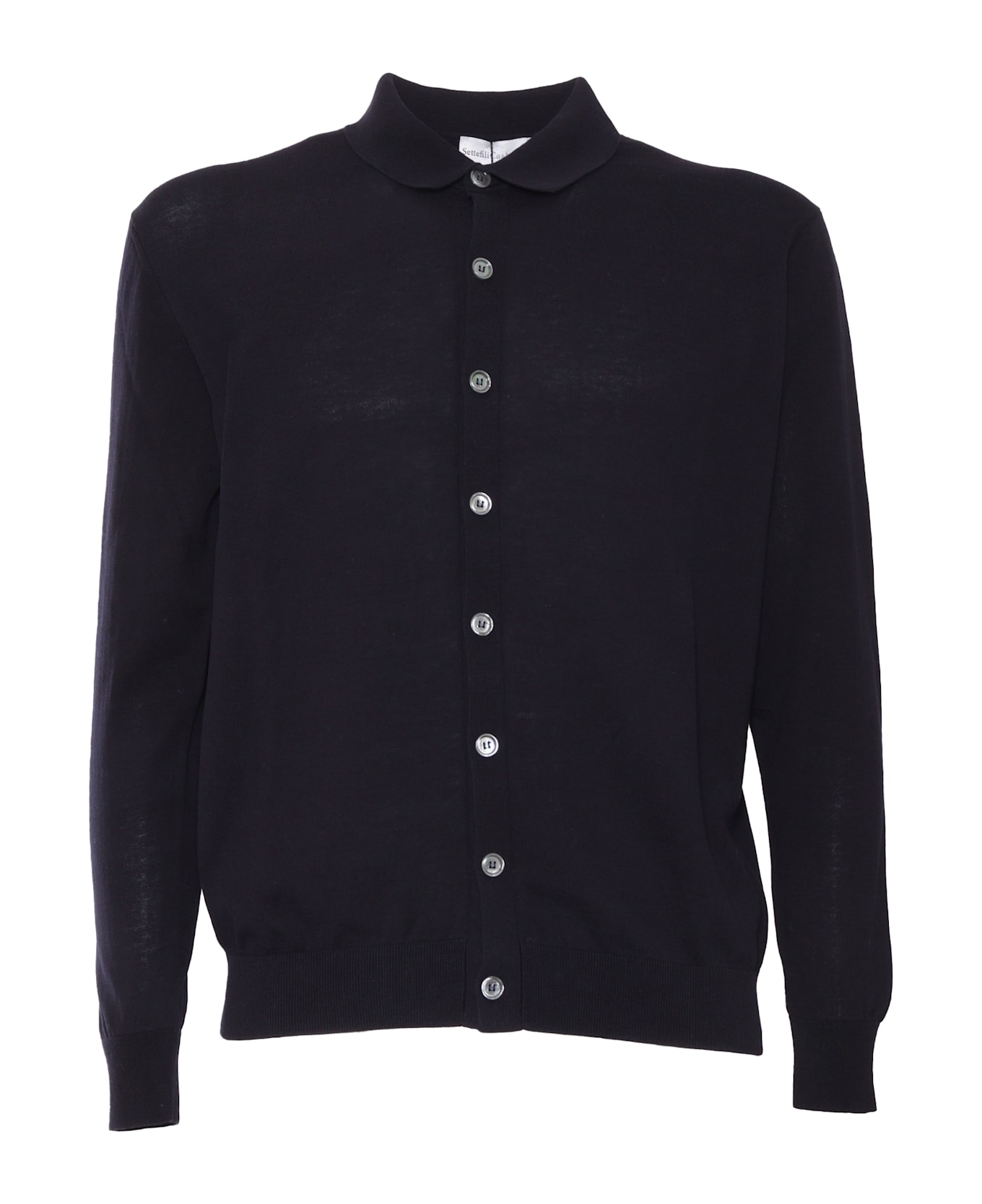 Settefili Cashmere Shirt Collar Cardigan High Gauge Ice Cotton - BLUE