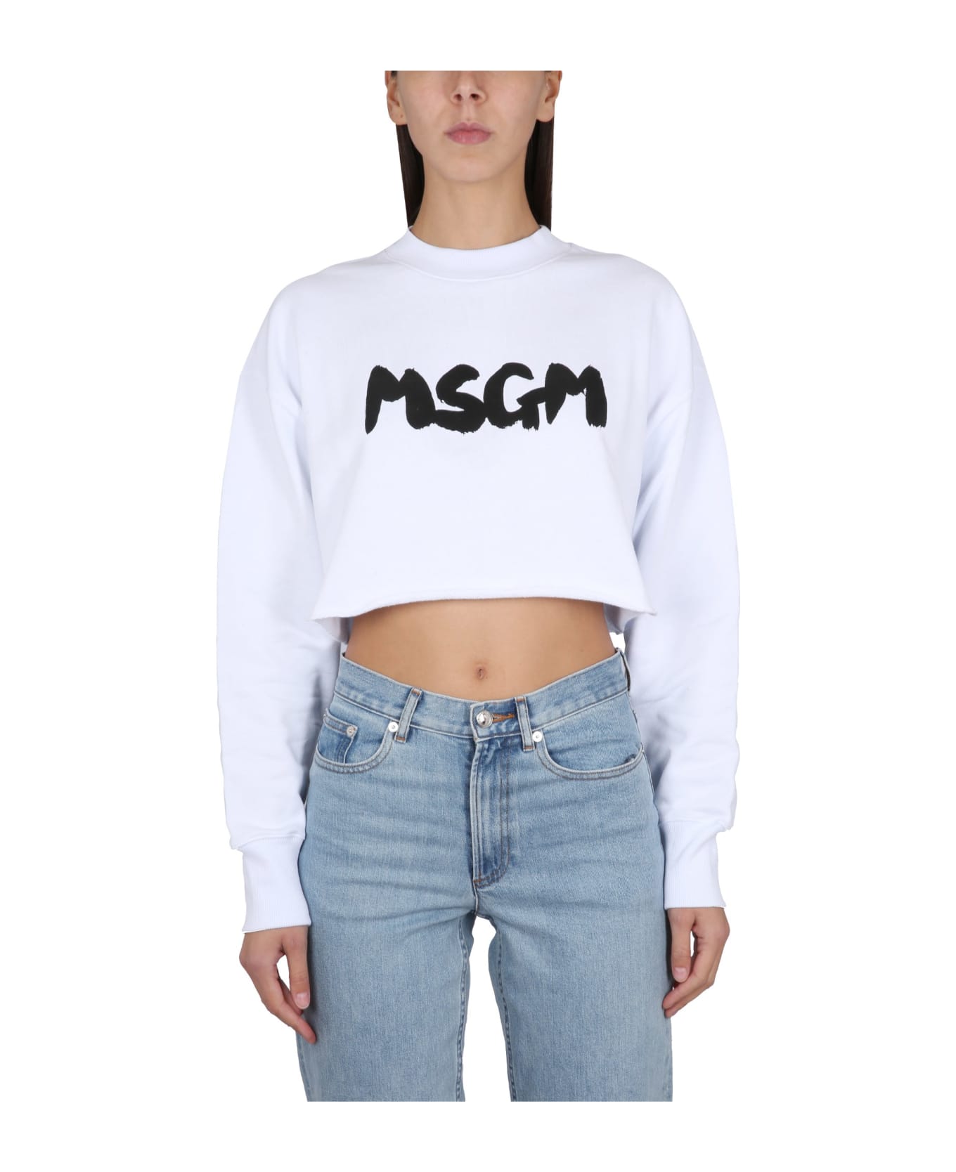 MSGM Cropped Sweatshirt - BIANCO