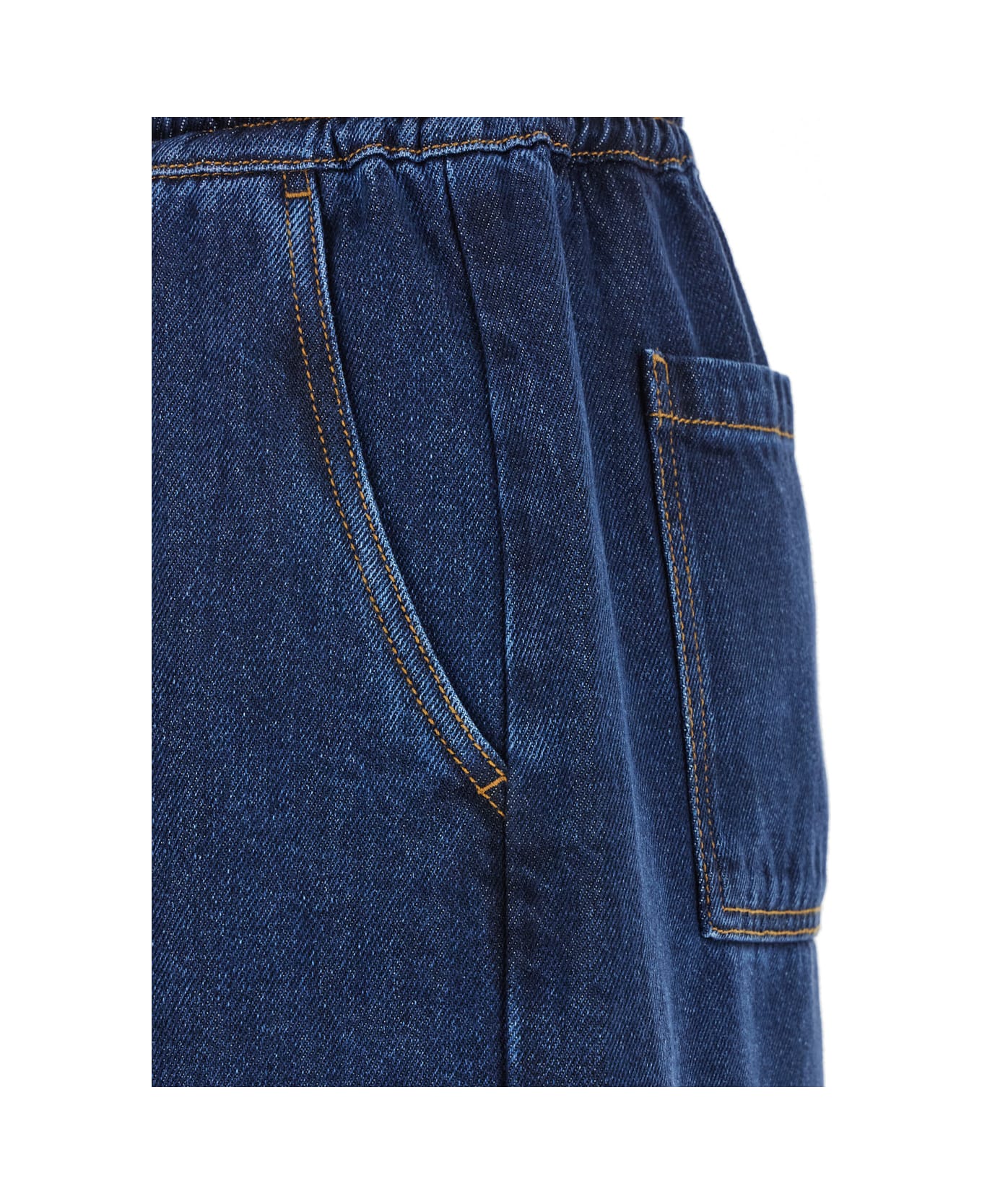 Parosh Shorts With Logo Patch On The Back - Blue