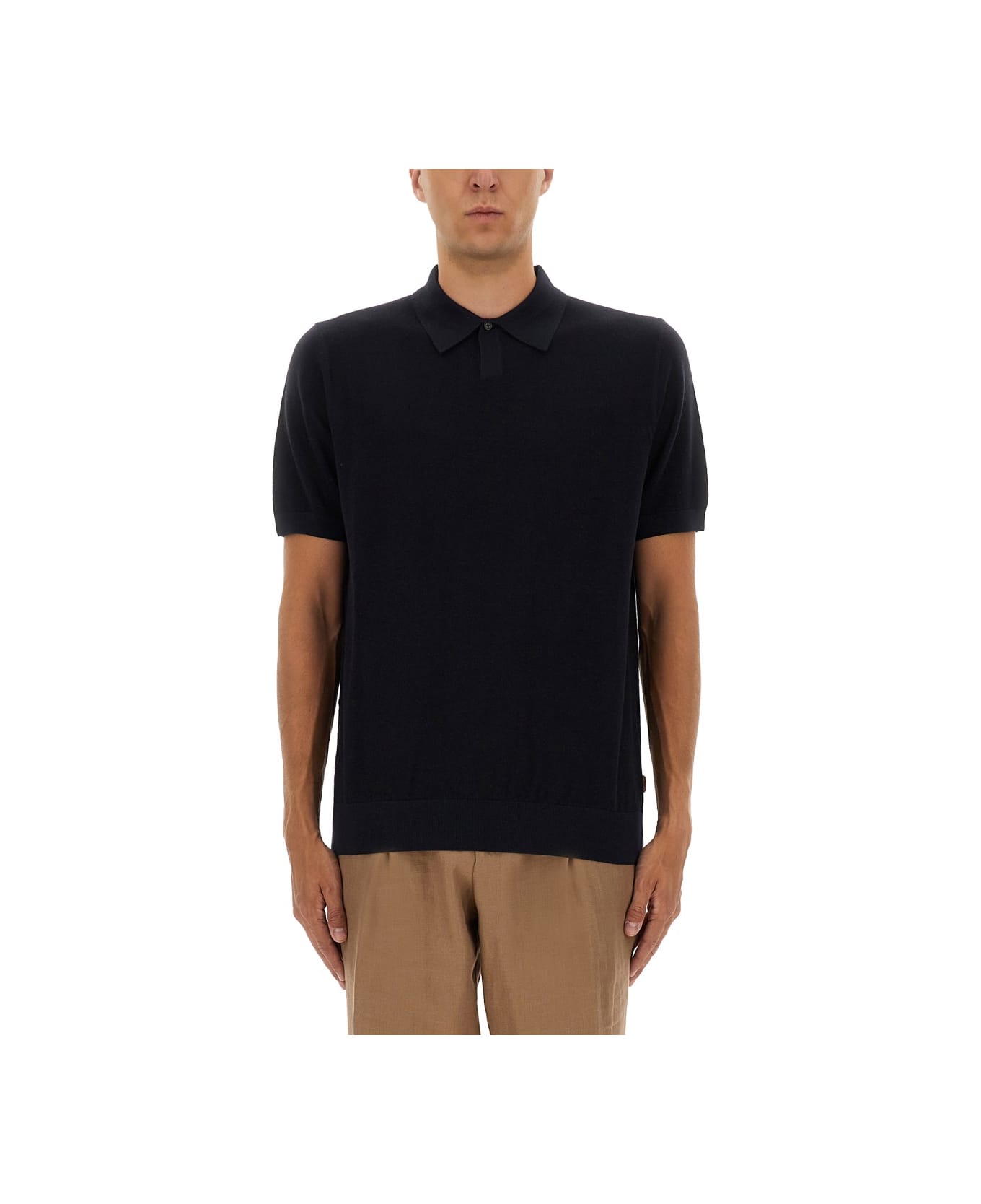 Hugo Boss Merino Wool Polo Shirt - BLUE