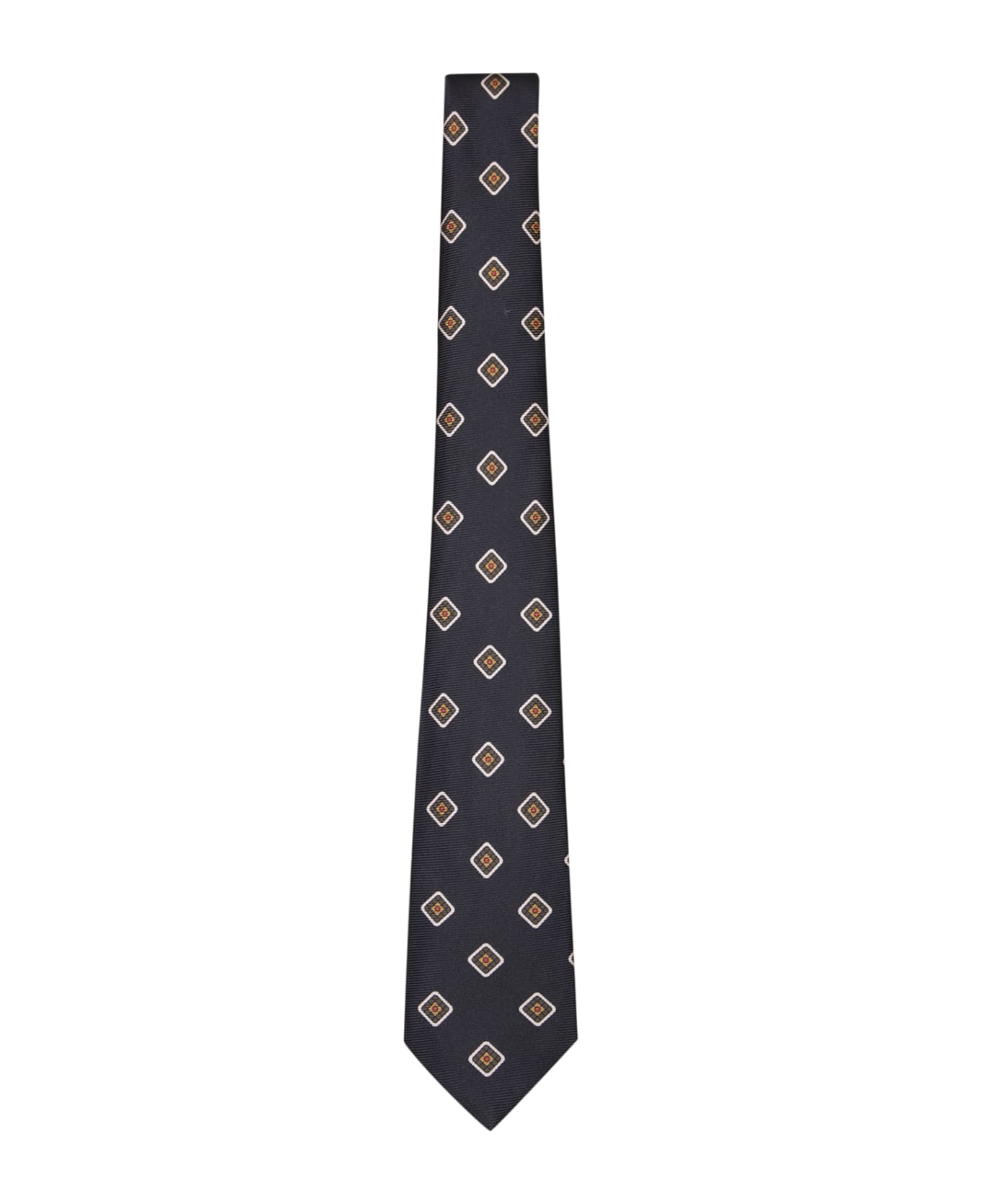 Kiton Black/ Beige Patterned Tie - Black ネクタイ