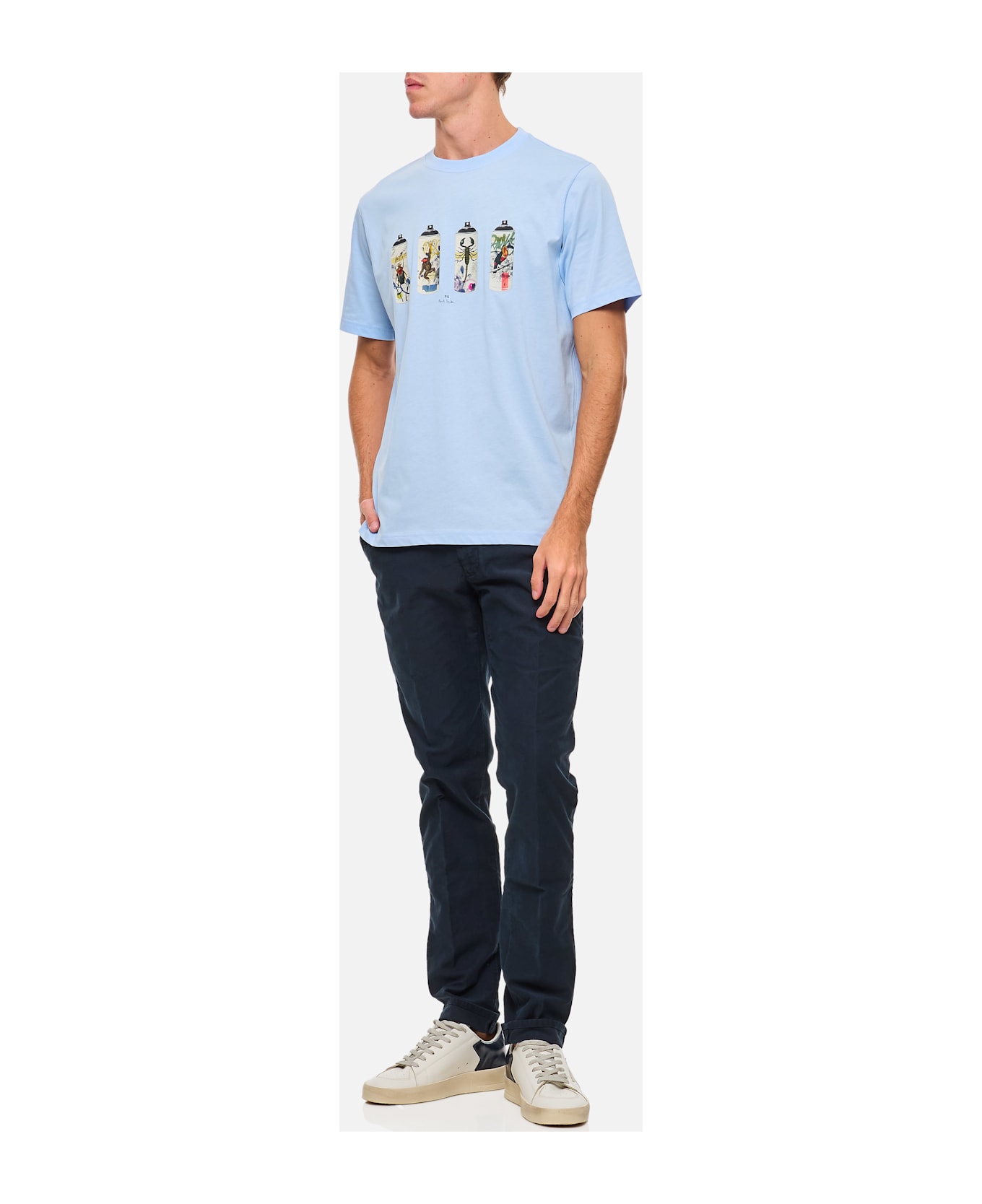 Paul Smith Light Blue Spray Cans Print T-shirt - Clear Blue