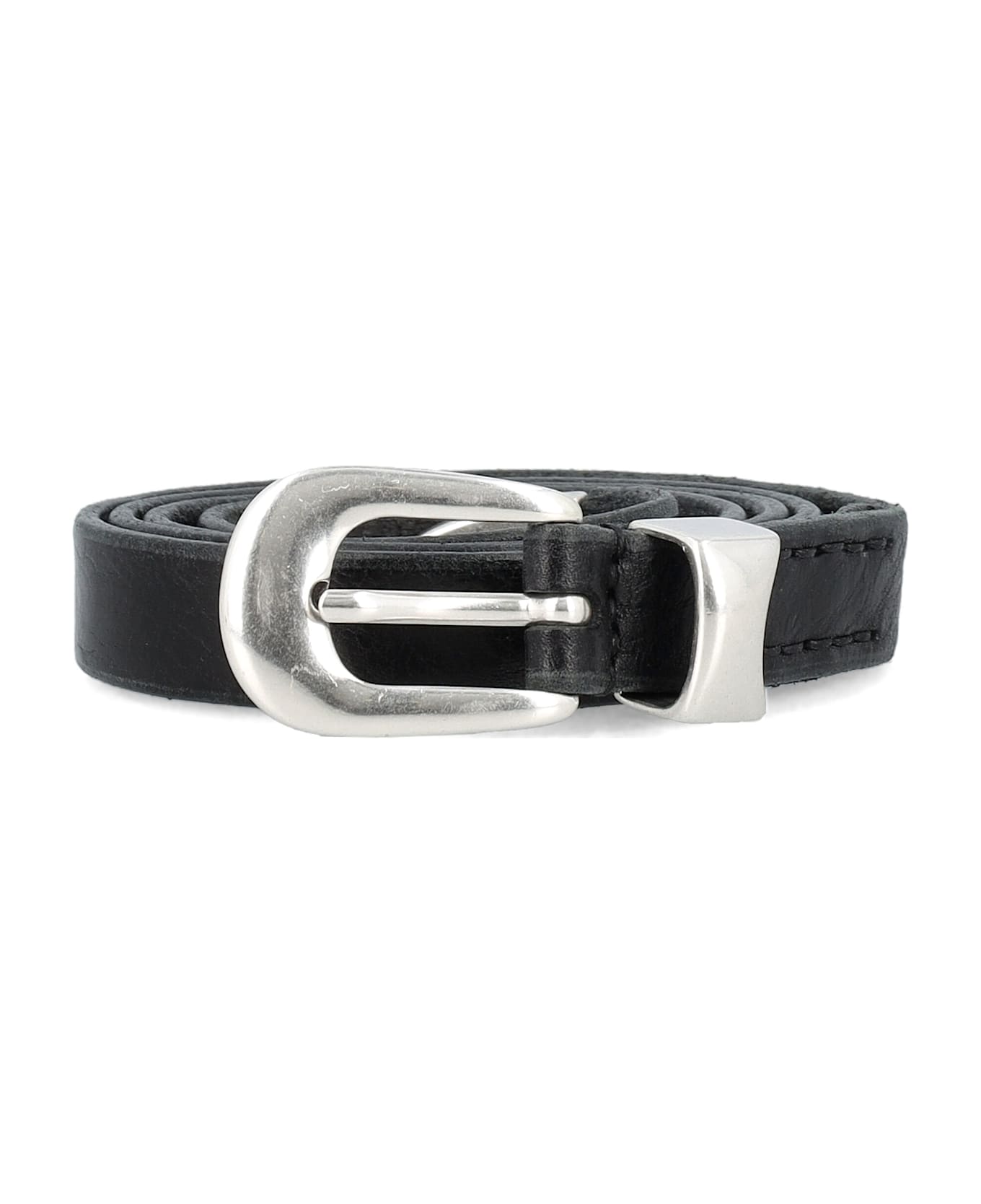 Our Legacy Black Leather Belt With Metal Buckle - BLACK