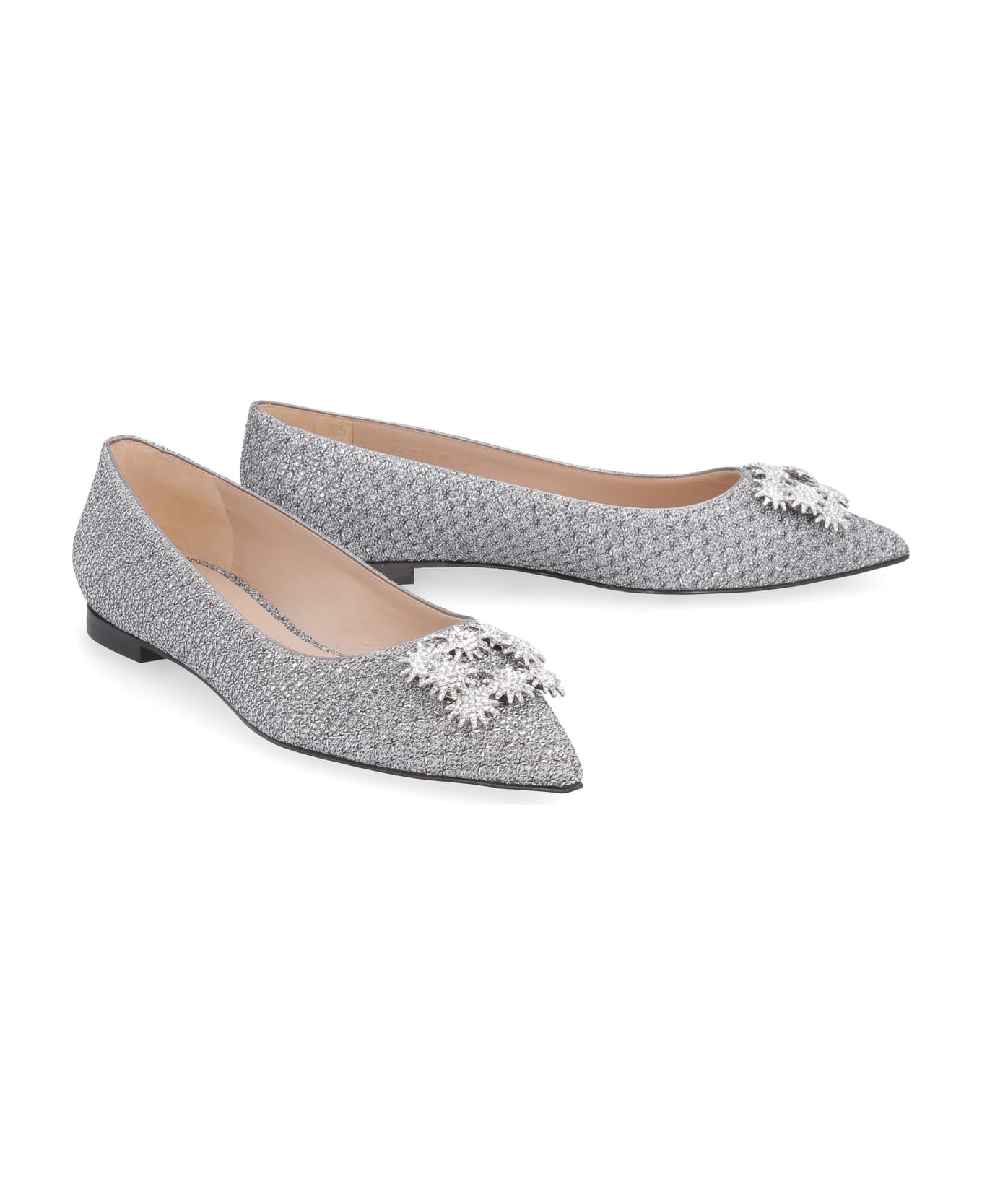 Stuart Weitzman Kelsey Flat Pointy-toe Ballet Flats - Silver