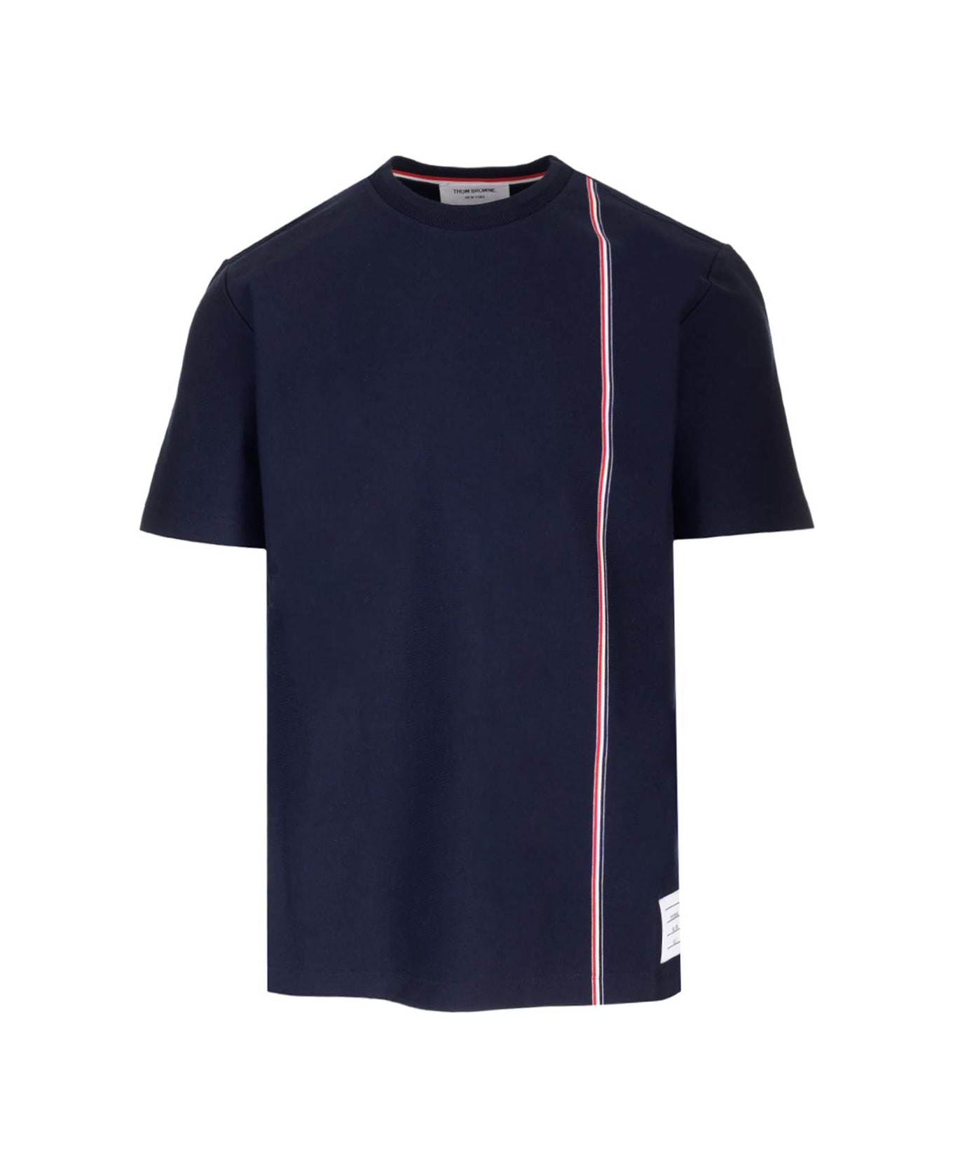 Thom Browne T-shirt With Striped Band - BLUE