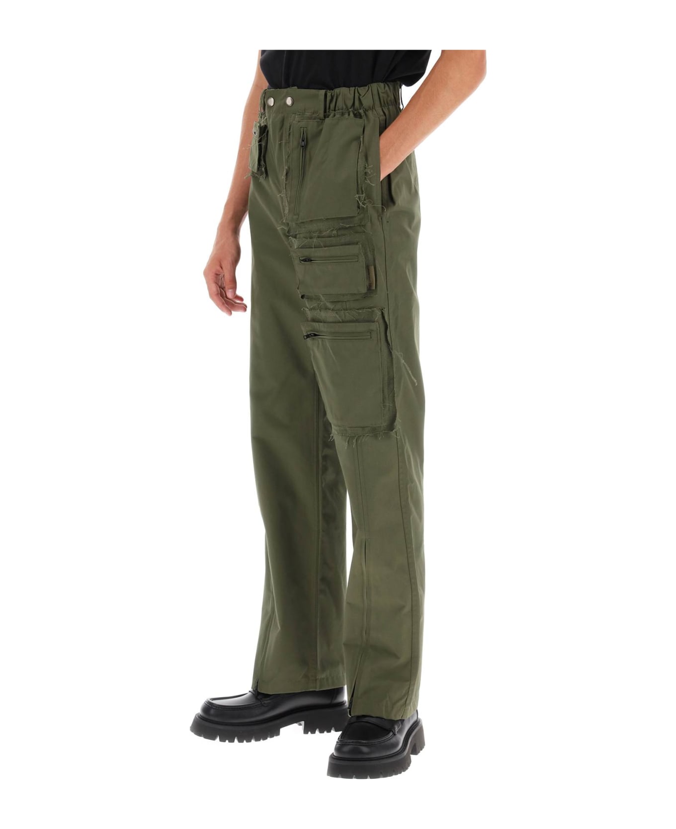 Andersson Bell Cargo Pants With Raw-cut Details - KHAKI (Green)