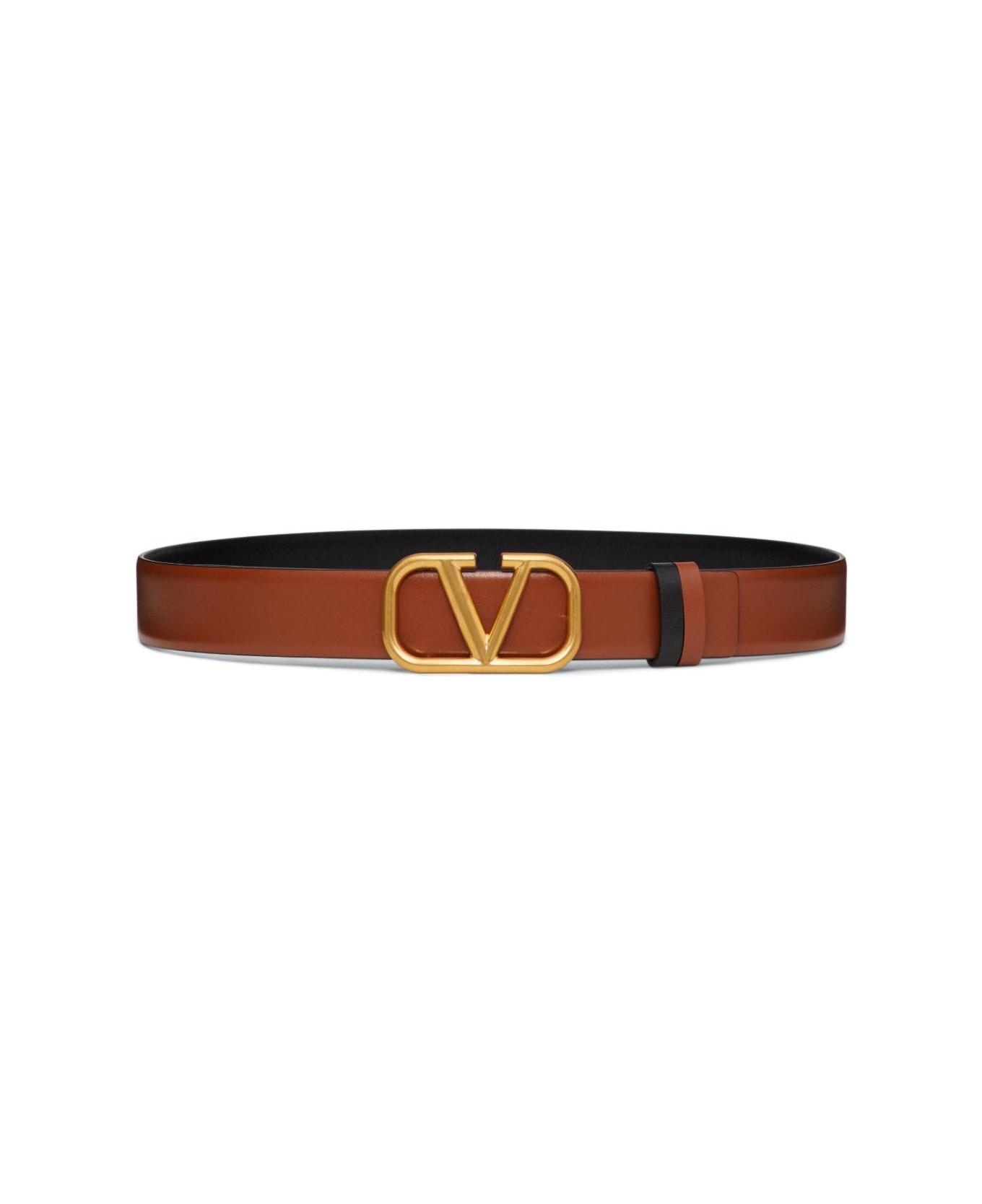 Valentino Garavani Leather Reversible Vlogo Belt - Leather Brown