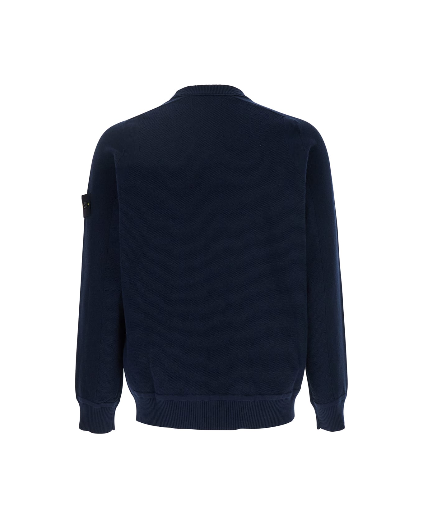 Stone Island Blue Crewneck T-shirt With Removable Compass Logo Applied On The Sleeve In Cotton Man - Blue