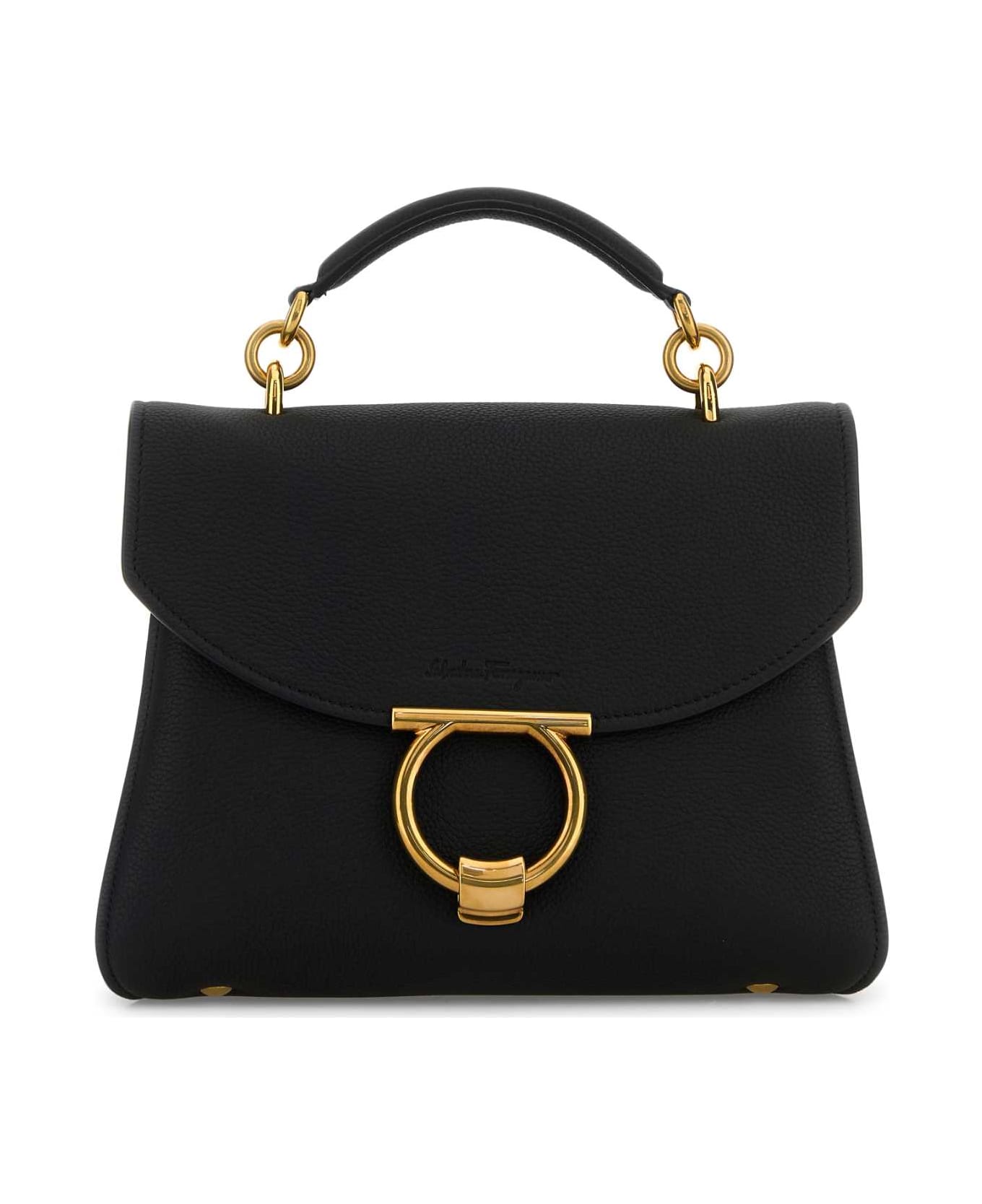 Ferragamo Black Leather Margot Handbag - NERONERO