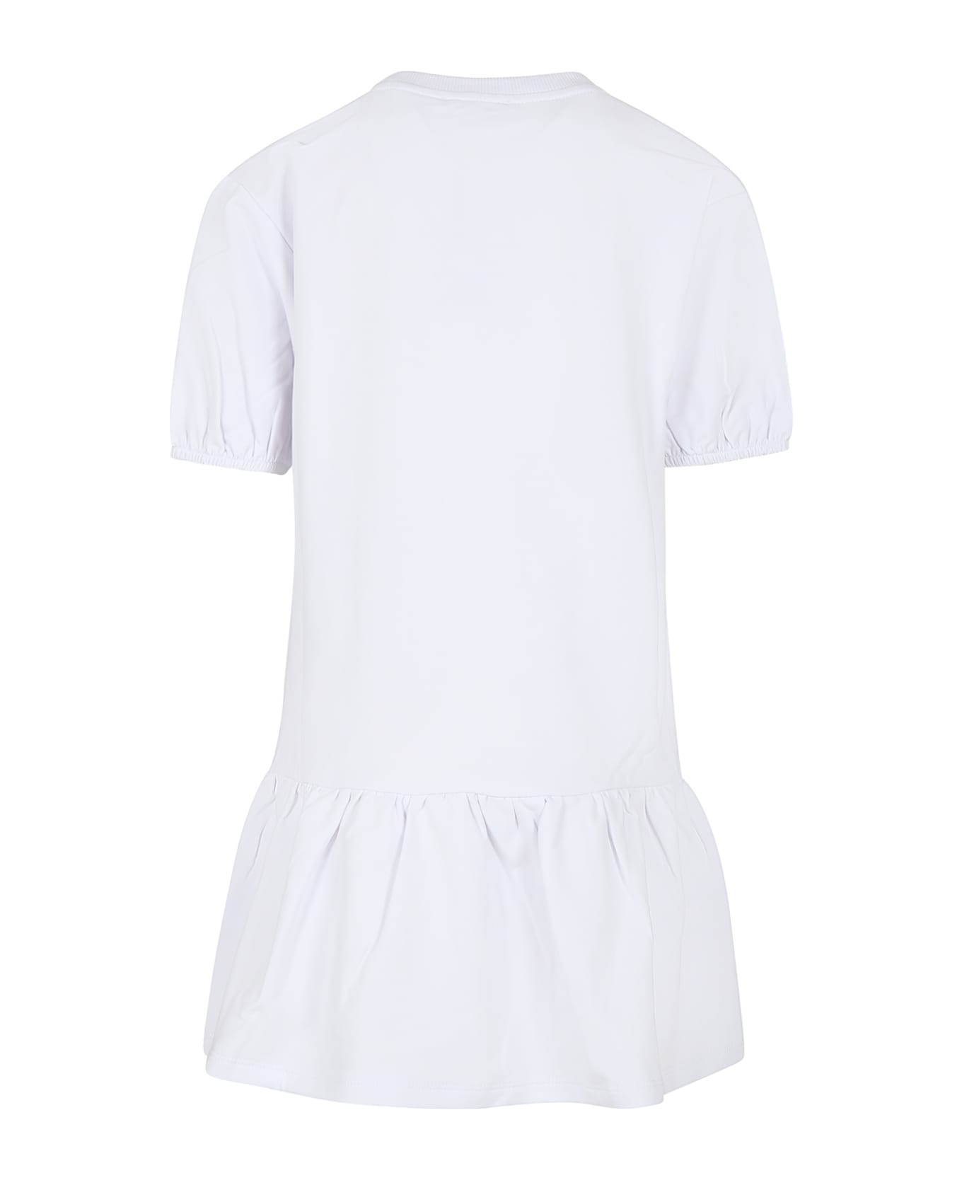 Moschino White Dress For Girl With Teddy Bear - White ワンピース＆ドレス