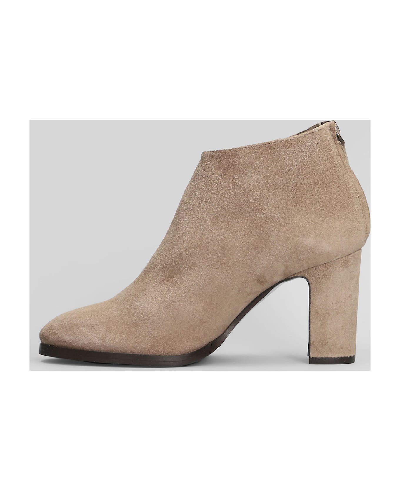 Julie Dee High Heels Ankle Boots In Beige Suede - beige