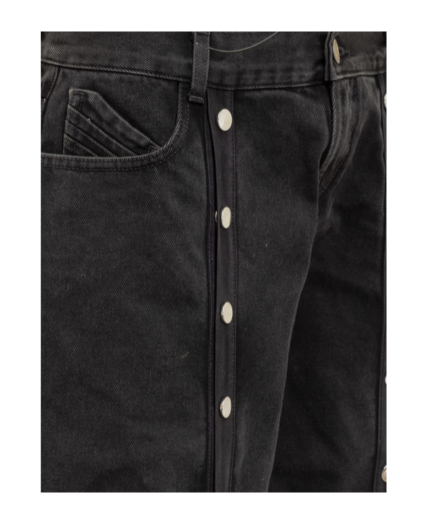 The Attico Jeans With Snaps - BLACK