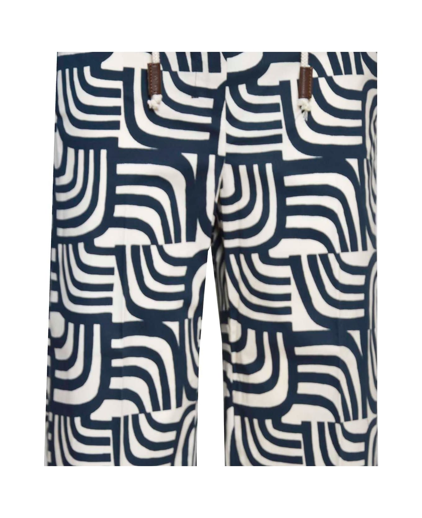 'S Max Mara All-over Patterned Wide Leg Trousers - NAVY-WHITE