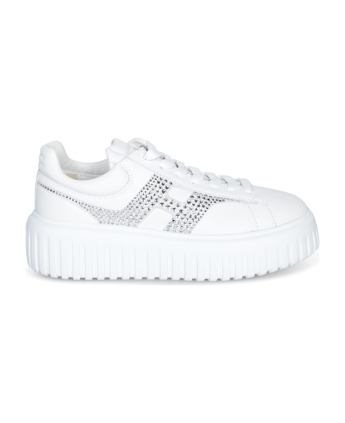 Hogan H-stripes Strass White Sneakers - White
