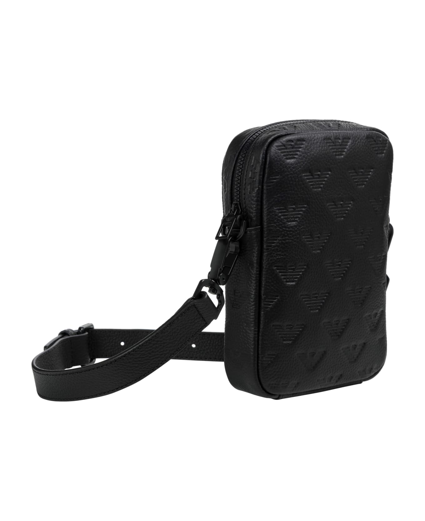 Emporio Armani Leather Crossbody Bag - Black