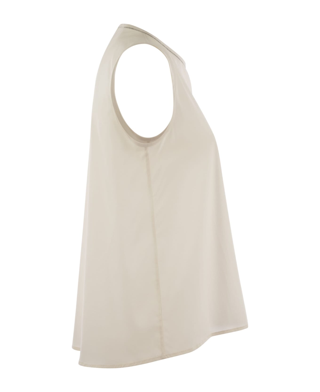 Peserico Stretch Silk Crepe De Chine Top - Pearl