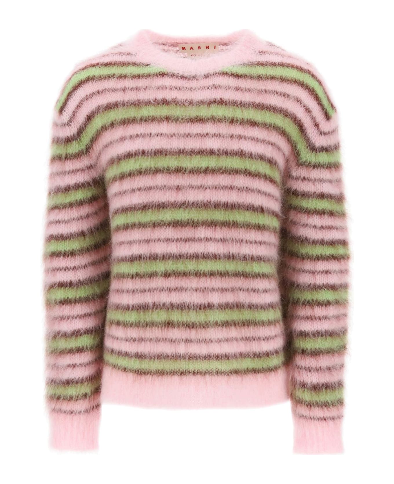 Marni Sweater In Brushed Mohair With Striped Motif - Multicolour