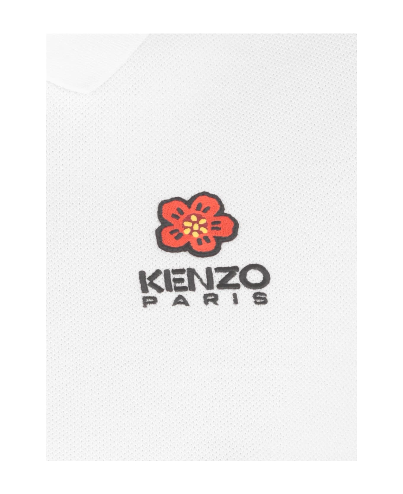 Kenzo Logo Embroidered Polo Shirt - White