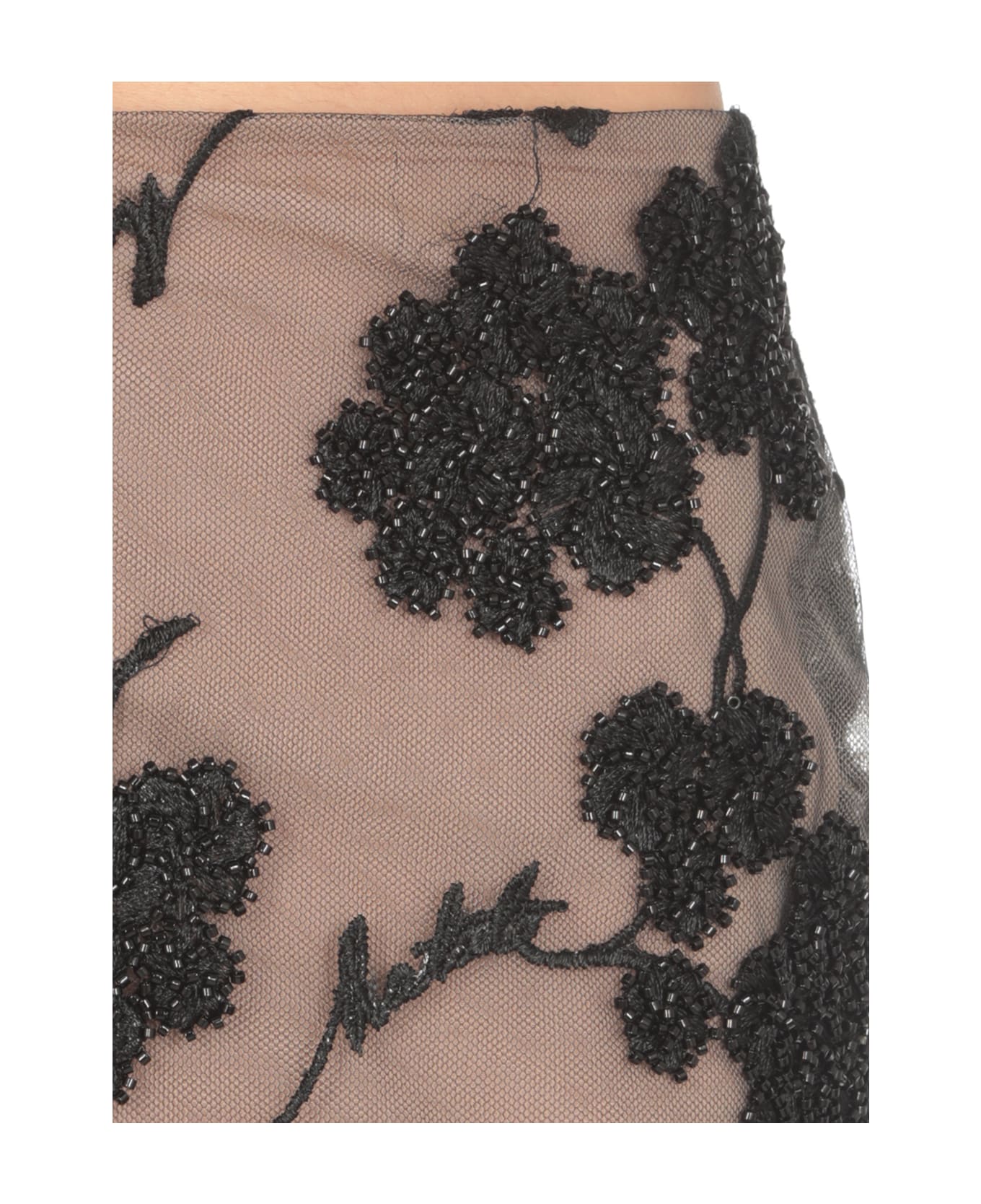 Rotate by Birger Christensen Flower Beads Skirt - Black