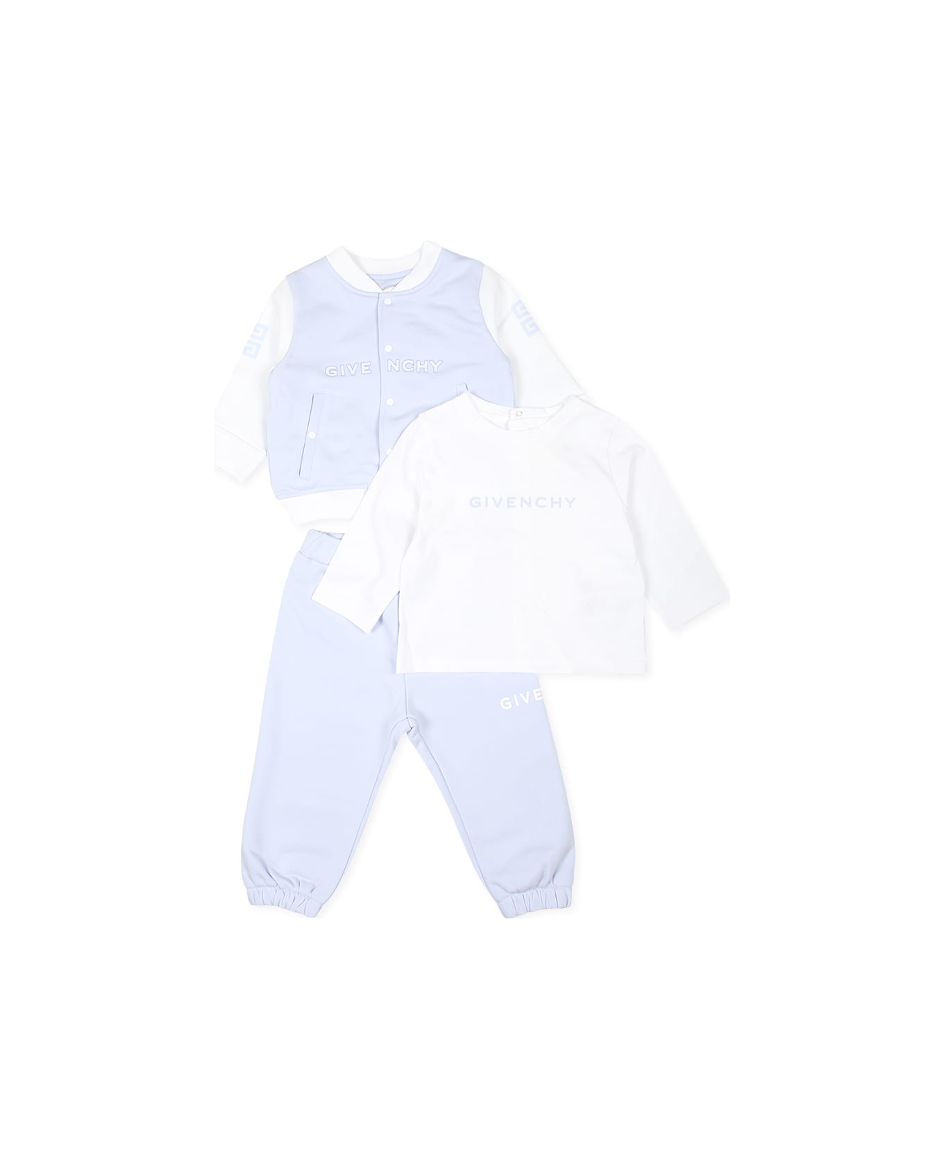 Givenchy Light Blue Birth Suit For Baby Boy With Logo - Azzurro