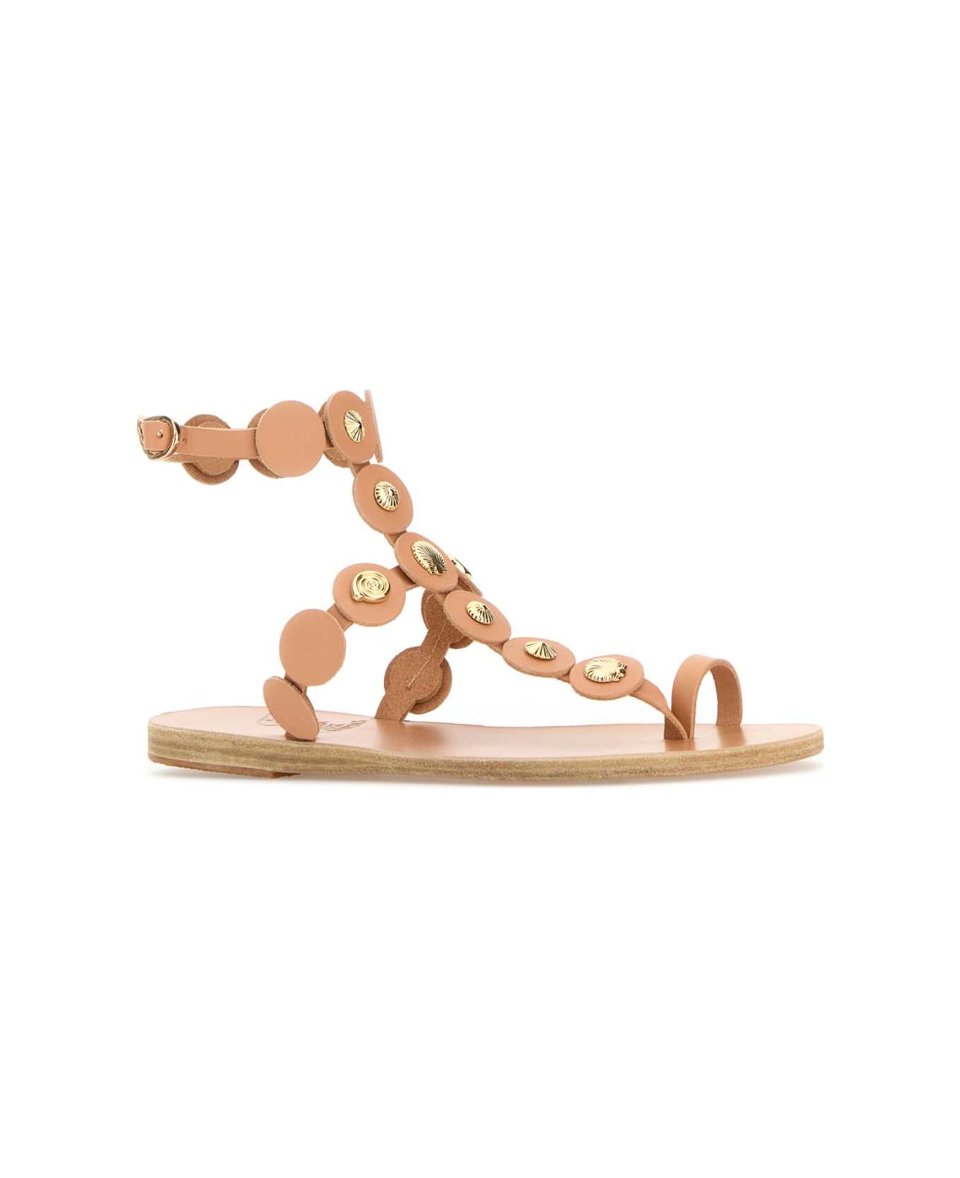 Ancient Greek Sandals Peach Leather Thong Sandals - NATURAL