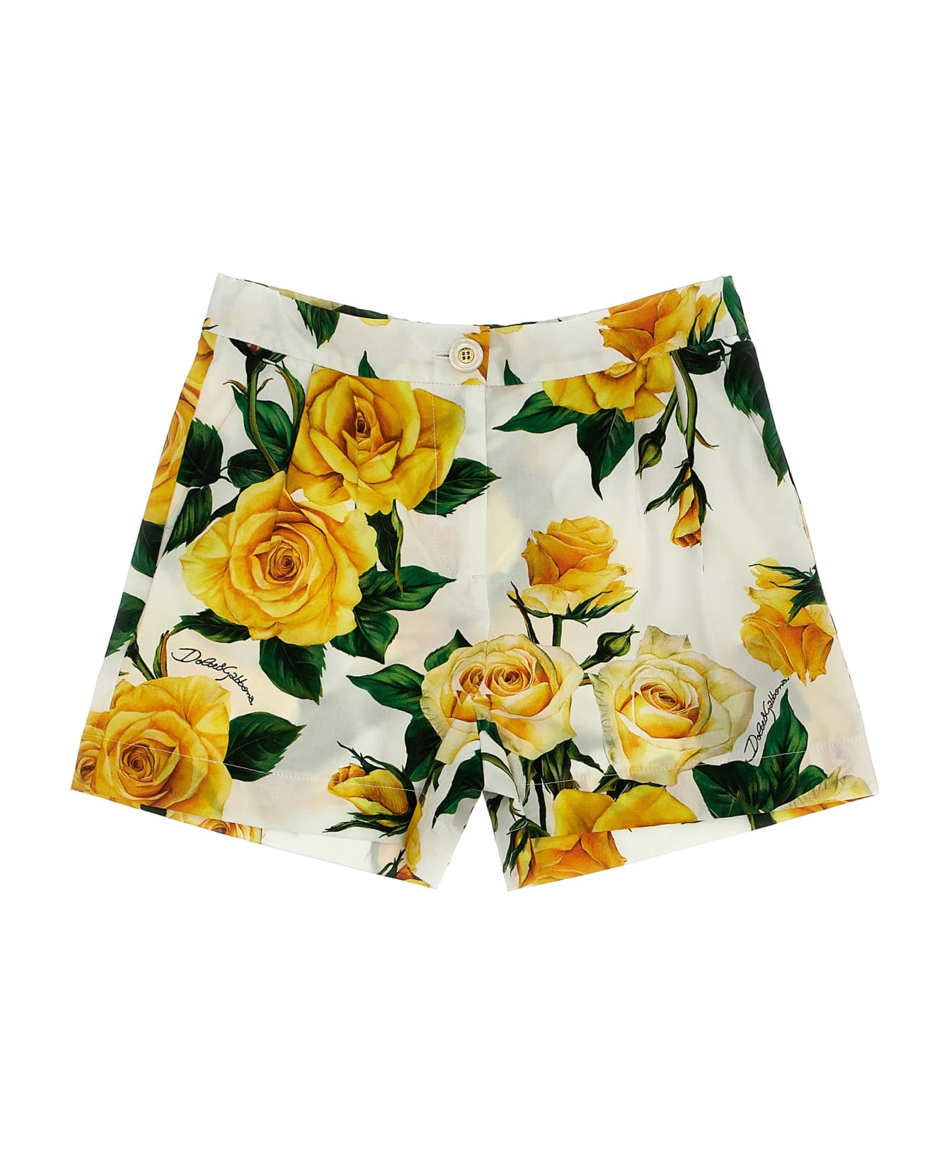 Dolce & Gabbana 'rose Gialle' Shorts - Bianco