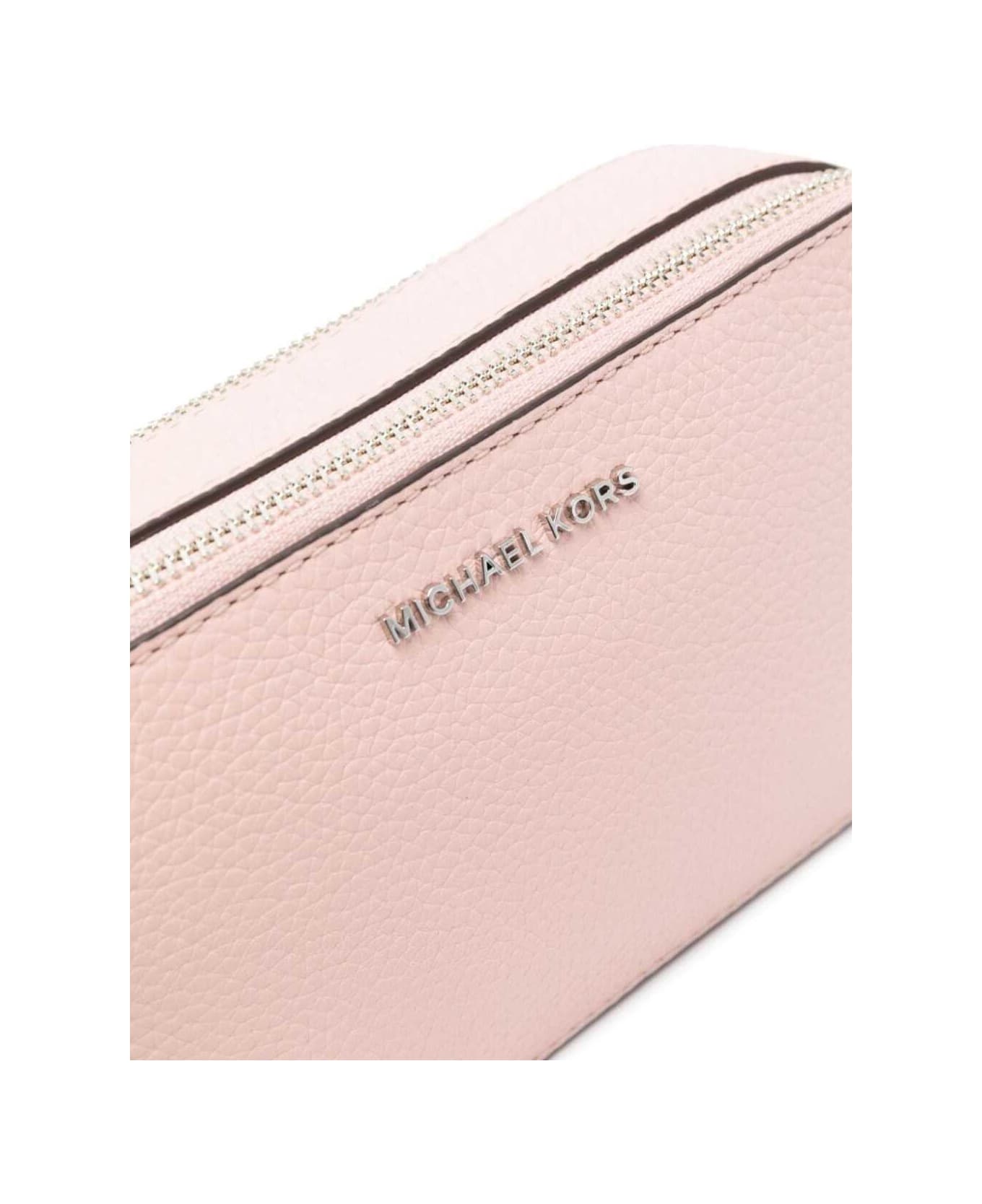 MICHAEL Michael Kors Pink Pouch With Chain And Logo Detail In Hammered Leather Woman - Pink