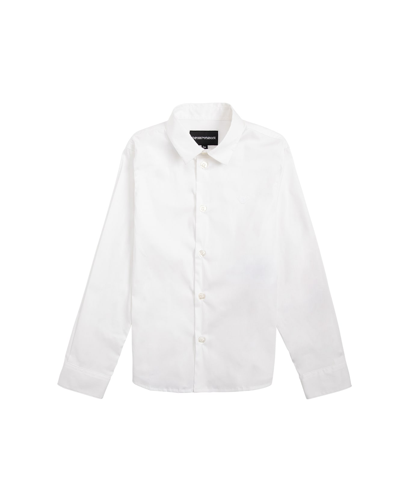 Emporio Armani White Cotton Poplin Shirt - Bianco ottico