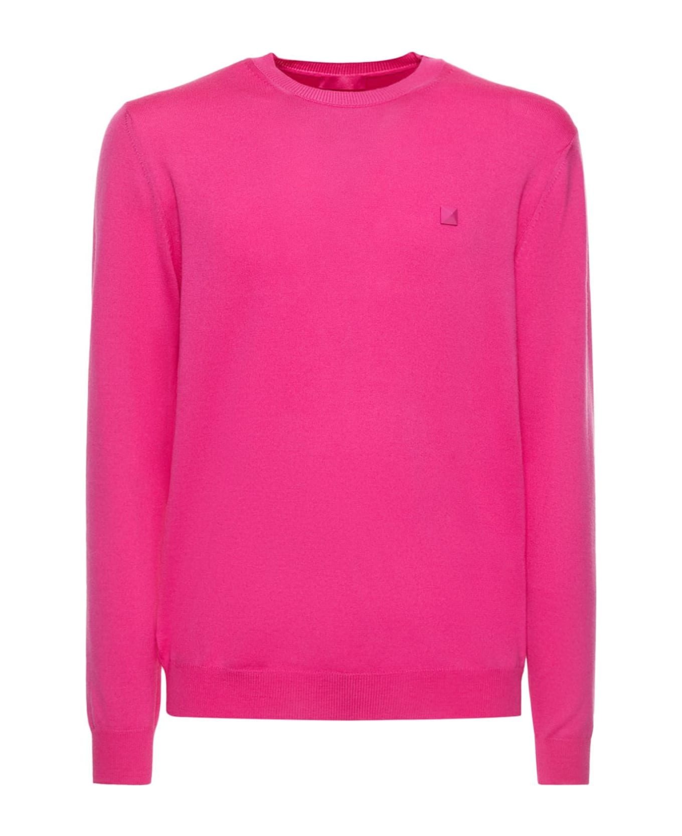 Valentino Chest Stud Plain Ribbed Sweater - Pink