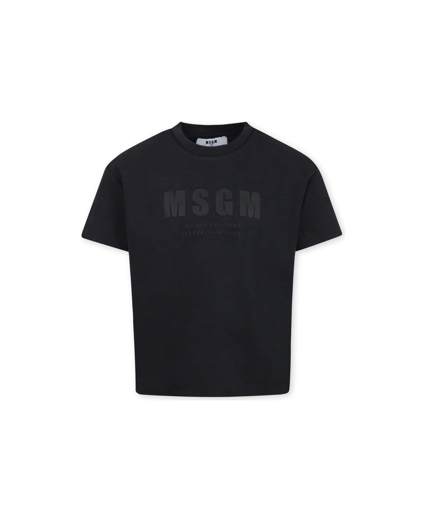MSGM Black T-shirt For Kids With Logo - Black