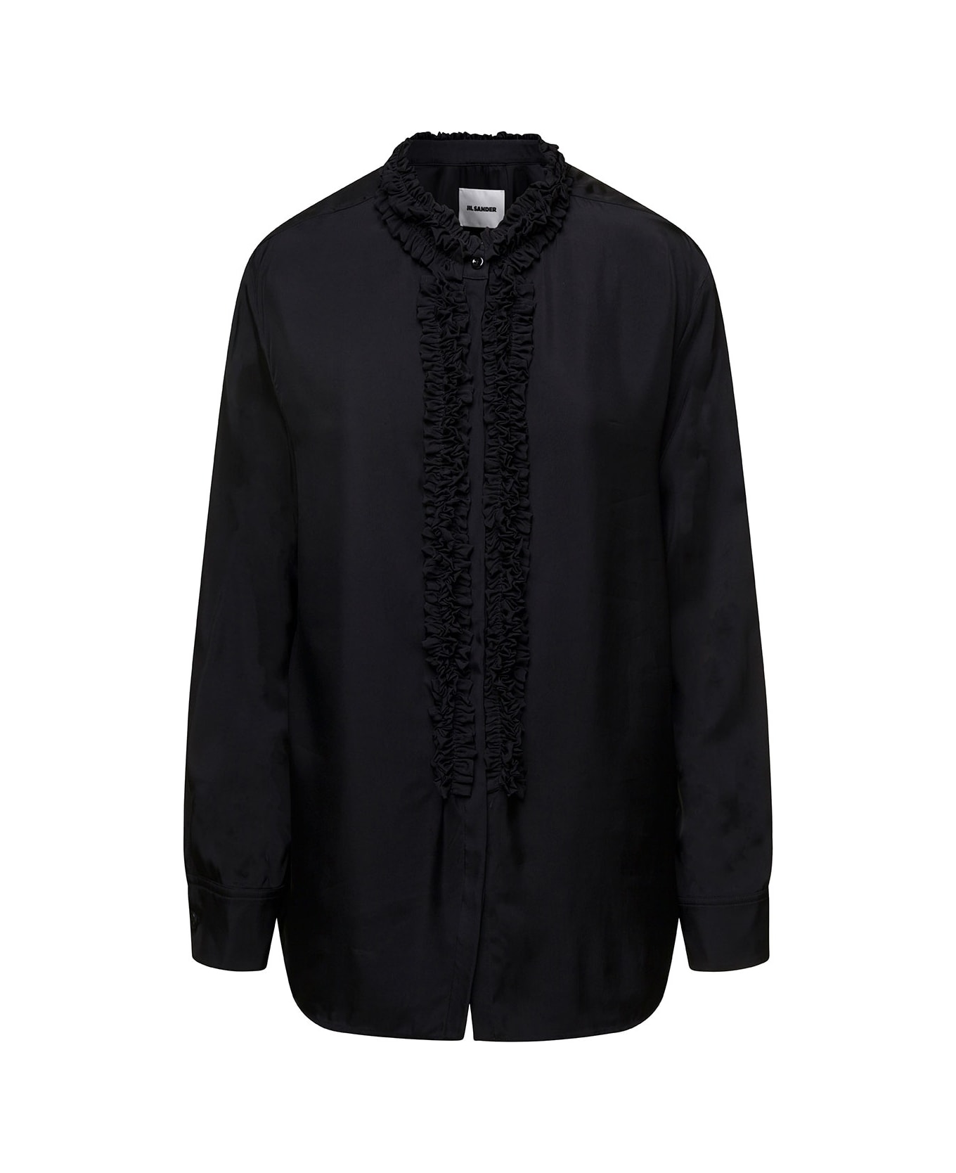 Jil Sander Black Shirt With Ruches In Viscose Woman - Nero