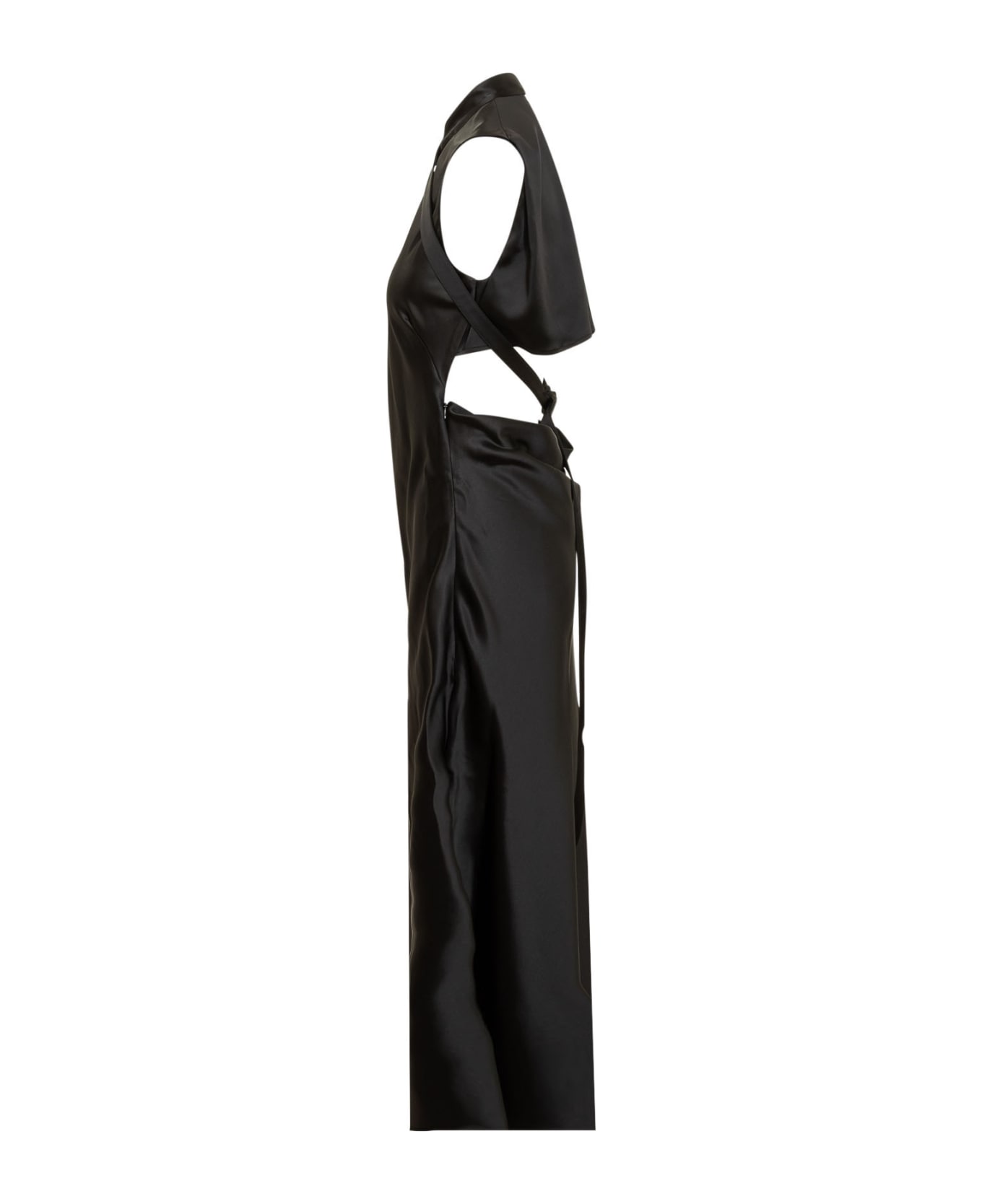 Off-White Satin Dress With Decorative Cross - black ワンピース＆ドレス