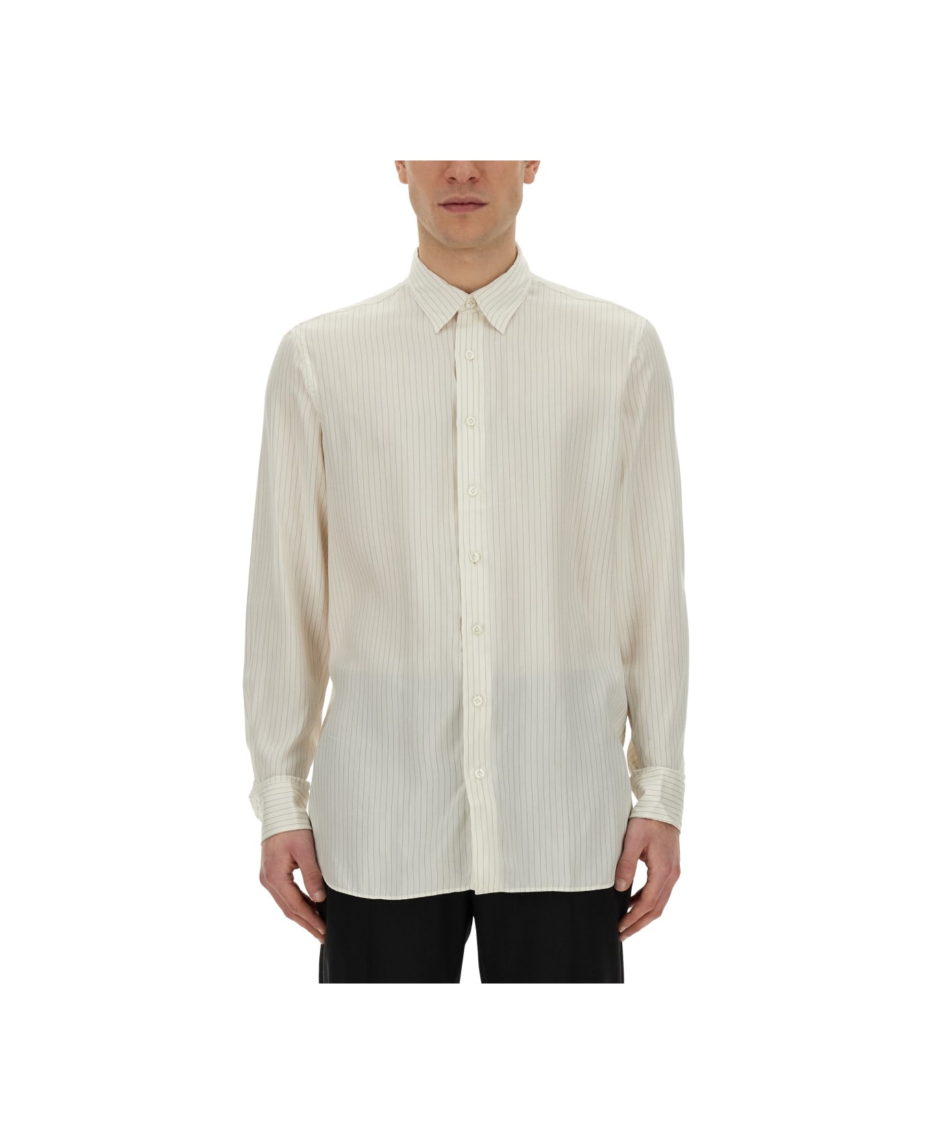 Lardini Striped Shirt - WHITE