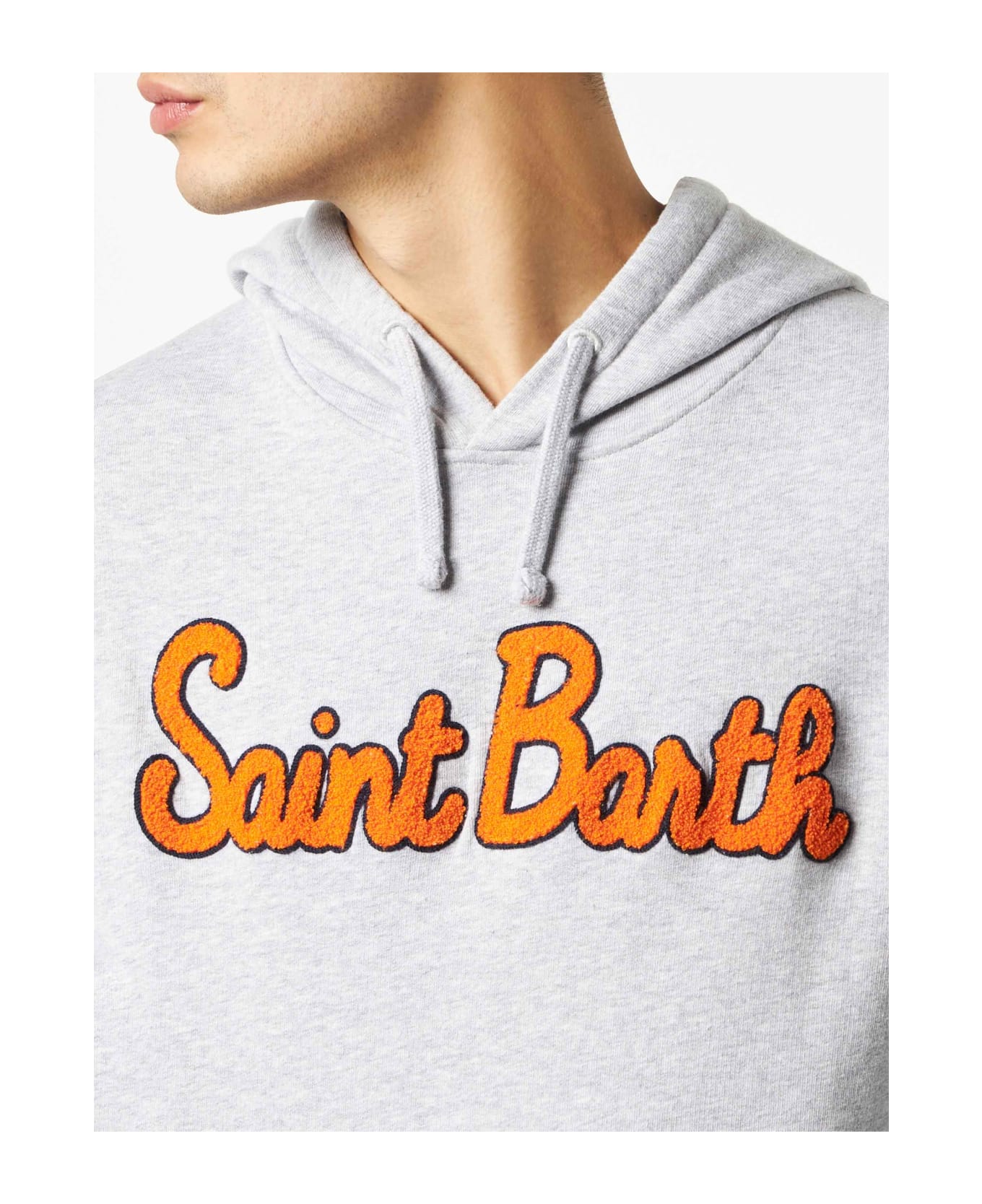MC2 Saint Barth Man Cotton Hooded Sweatshirt With Patch