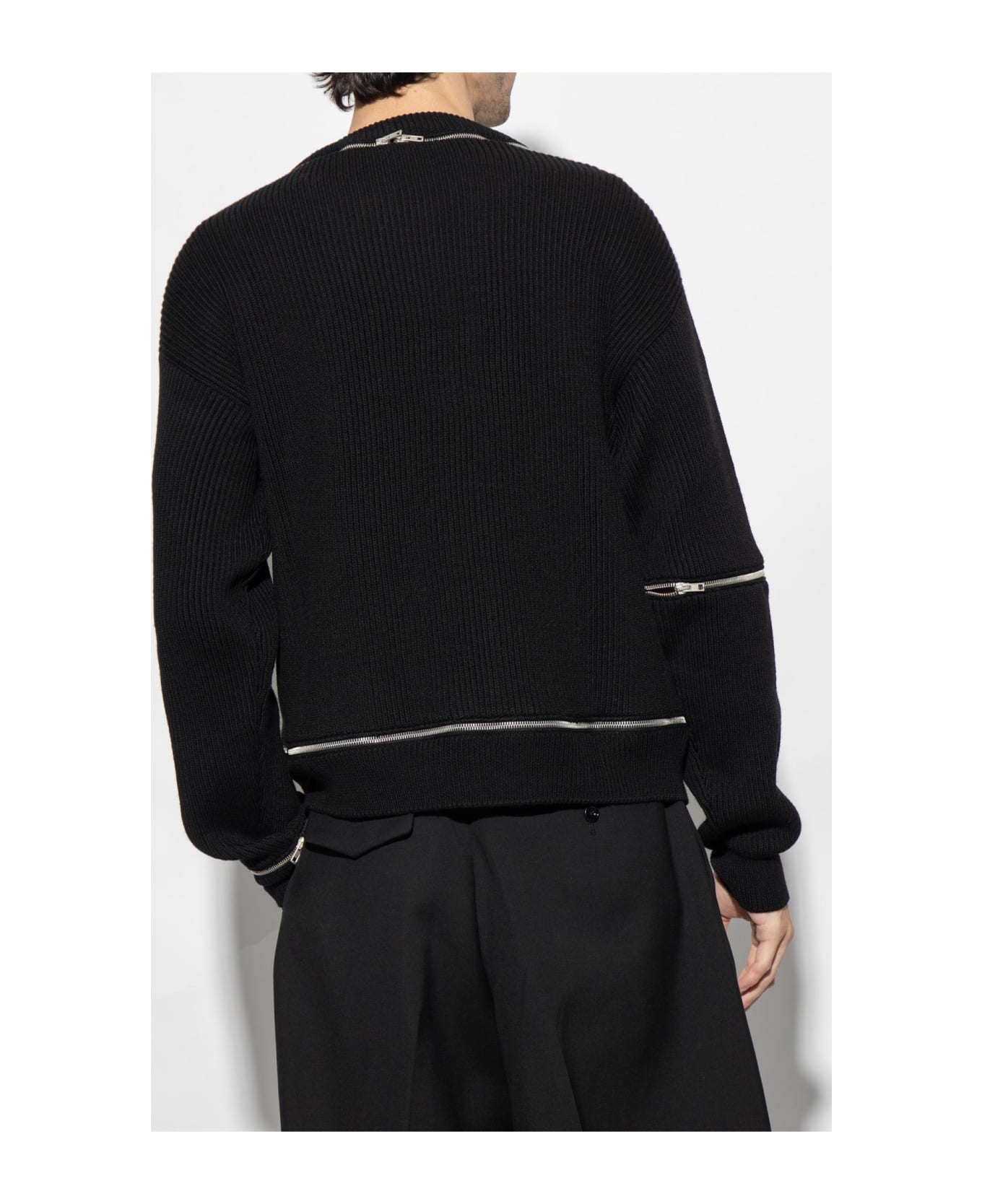 Moschino Wool Sweater With Zips - Black