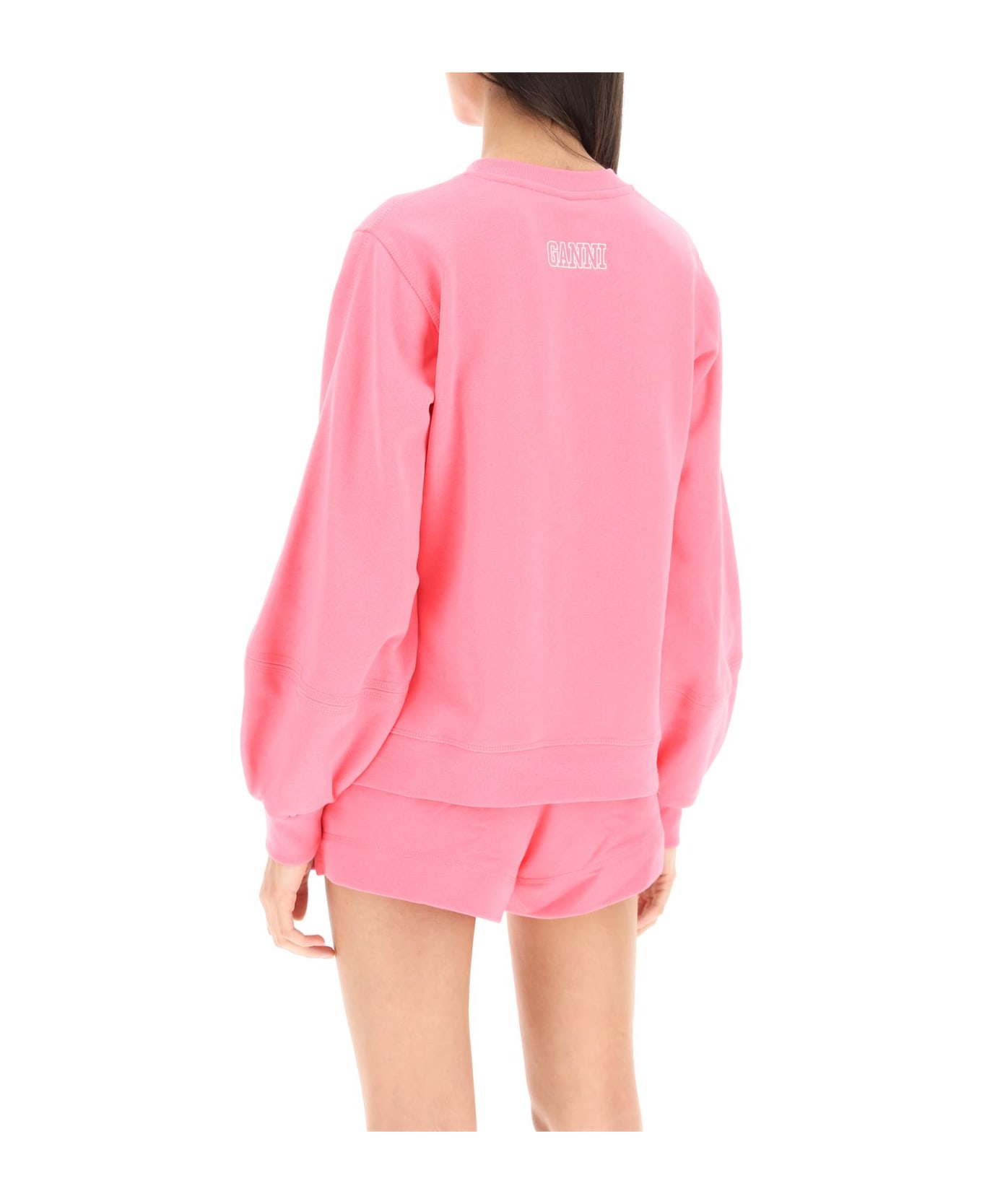 Ganni 'software Isoli' Puff Sleeves Sweatshirt - SUGAR PLUM (Pink)