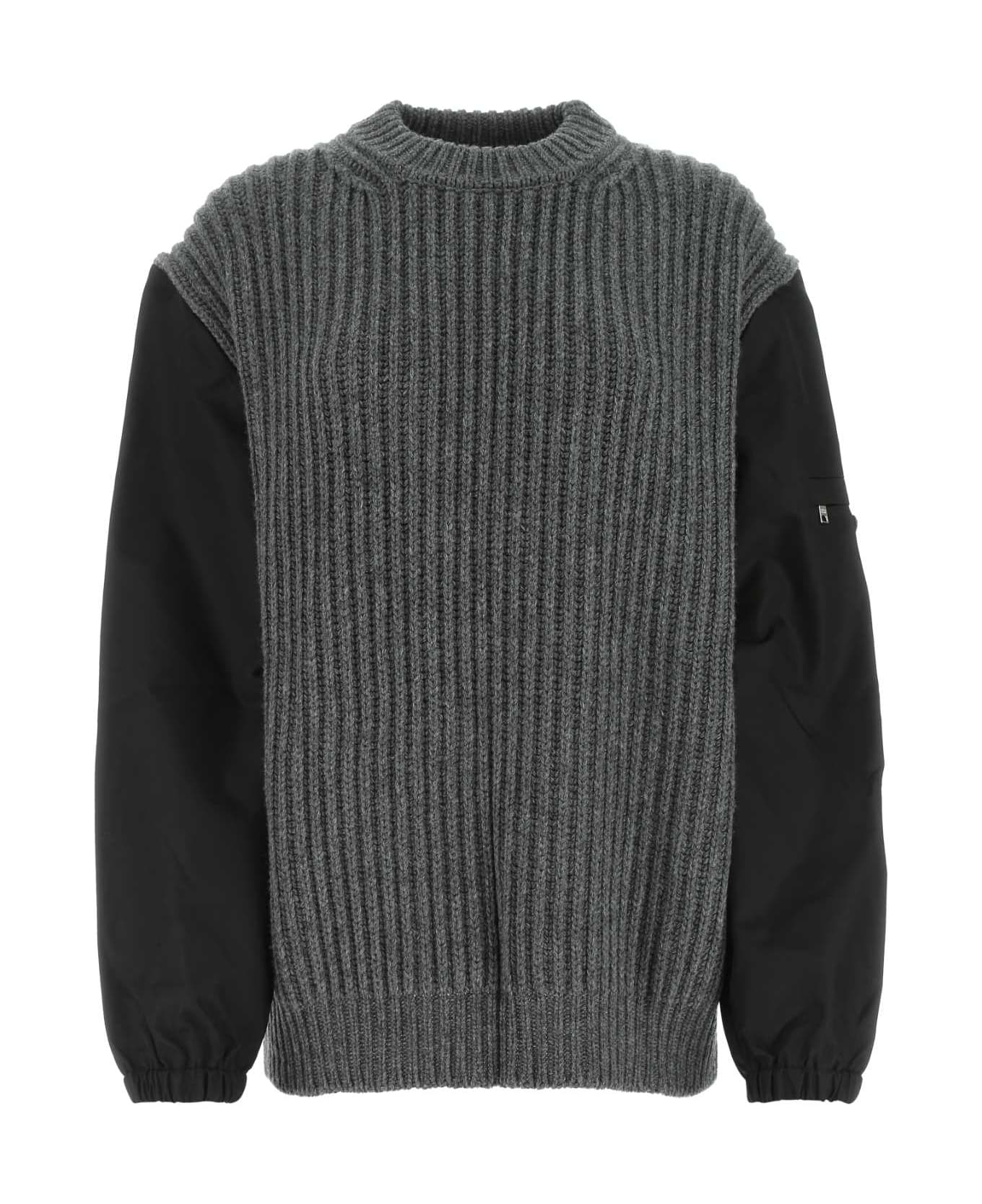 Prada Dark Grey Wool Blend Oversize Sweater - ARDESIA ニットウェア