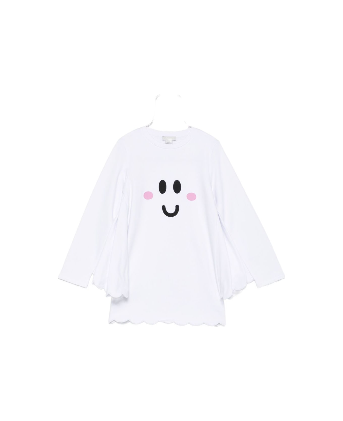 Stella McCartney Kids White Cotton Dress With Smiley Face - White