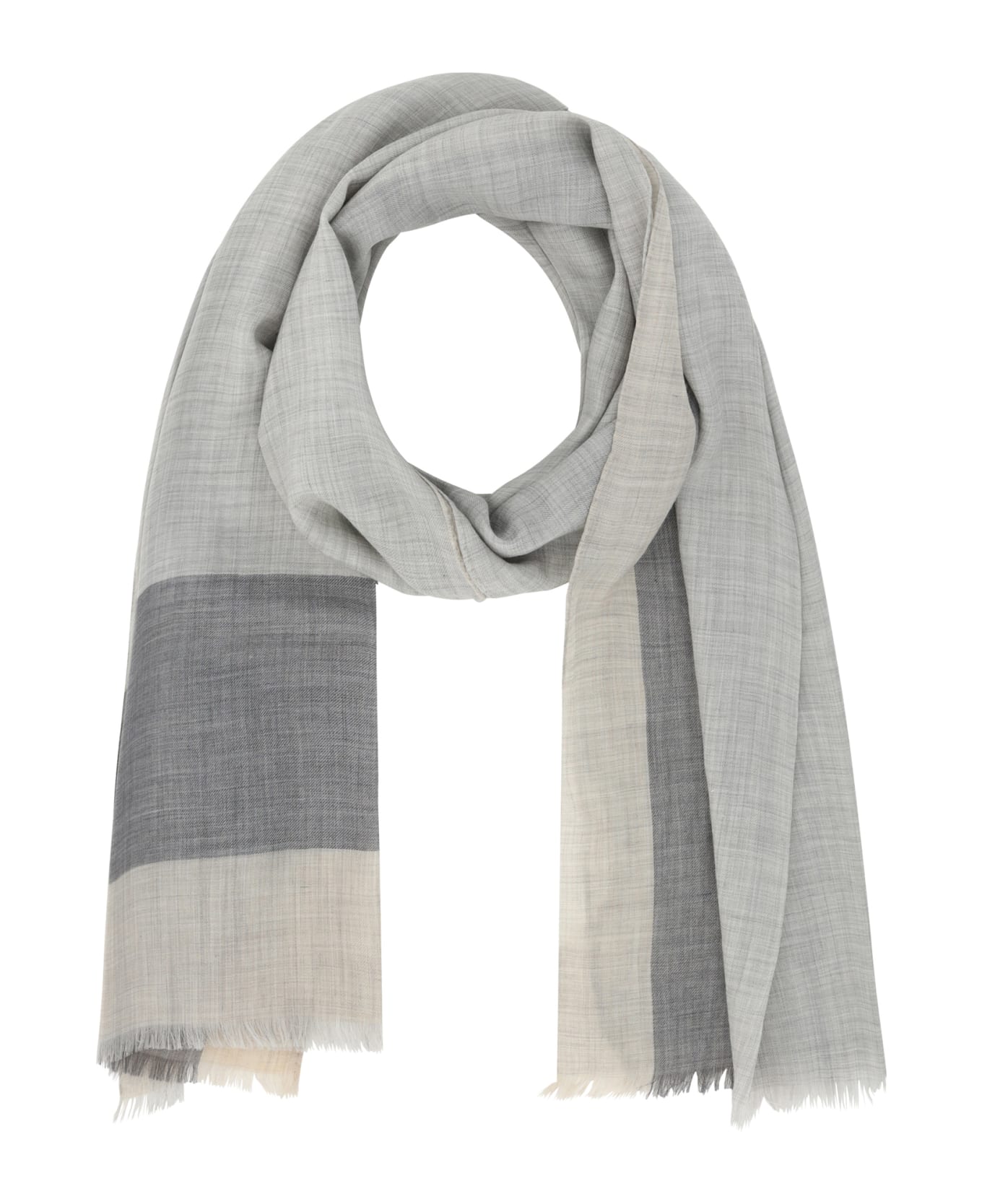 Brunello Cucinelli Scarf - Ciottolo+grigio+sabbia スカーフ