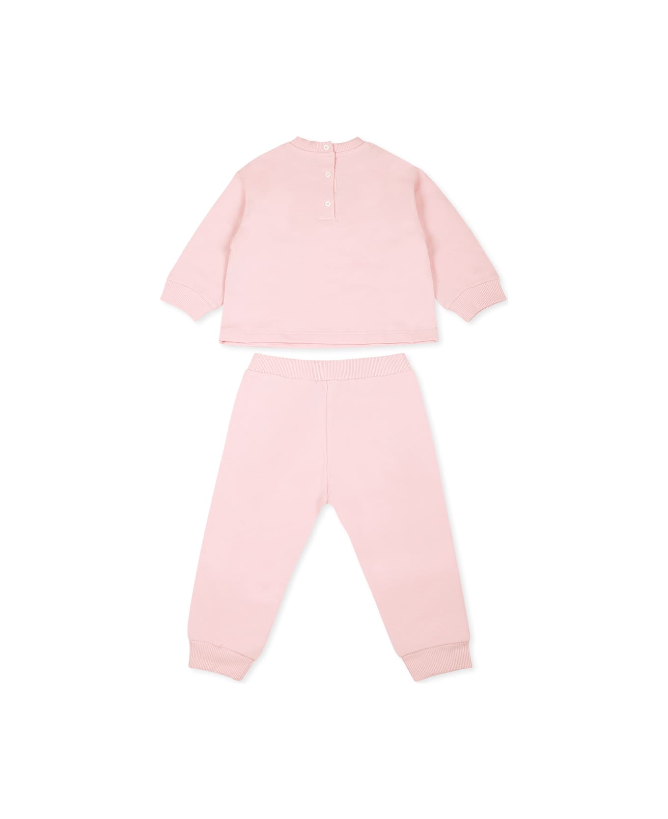 Balmain Pink Suit For Baby Girl With Logo - Pink