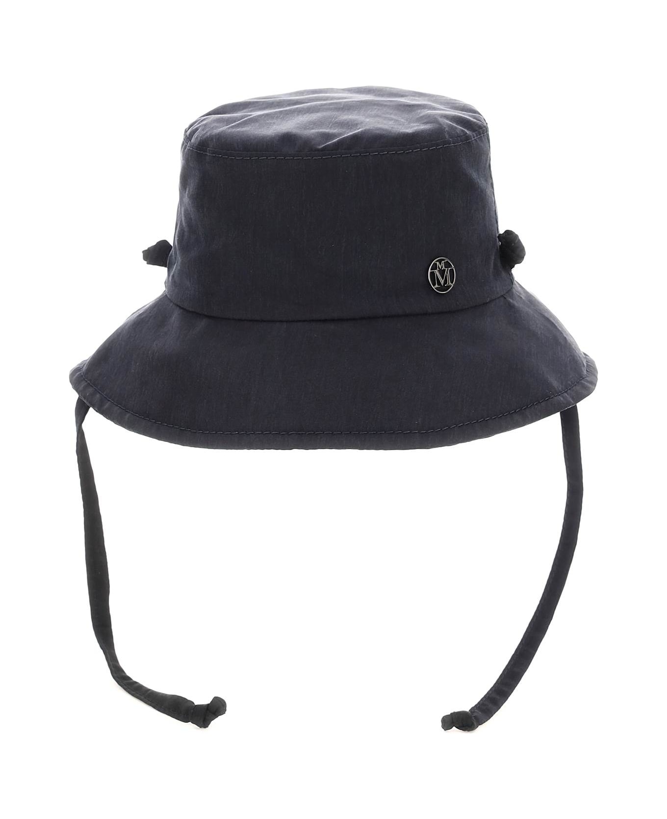 Maison Michel Reversible Bucket Hat Angele - BLACK NAVY (Blue)