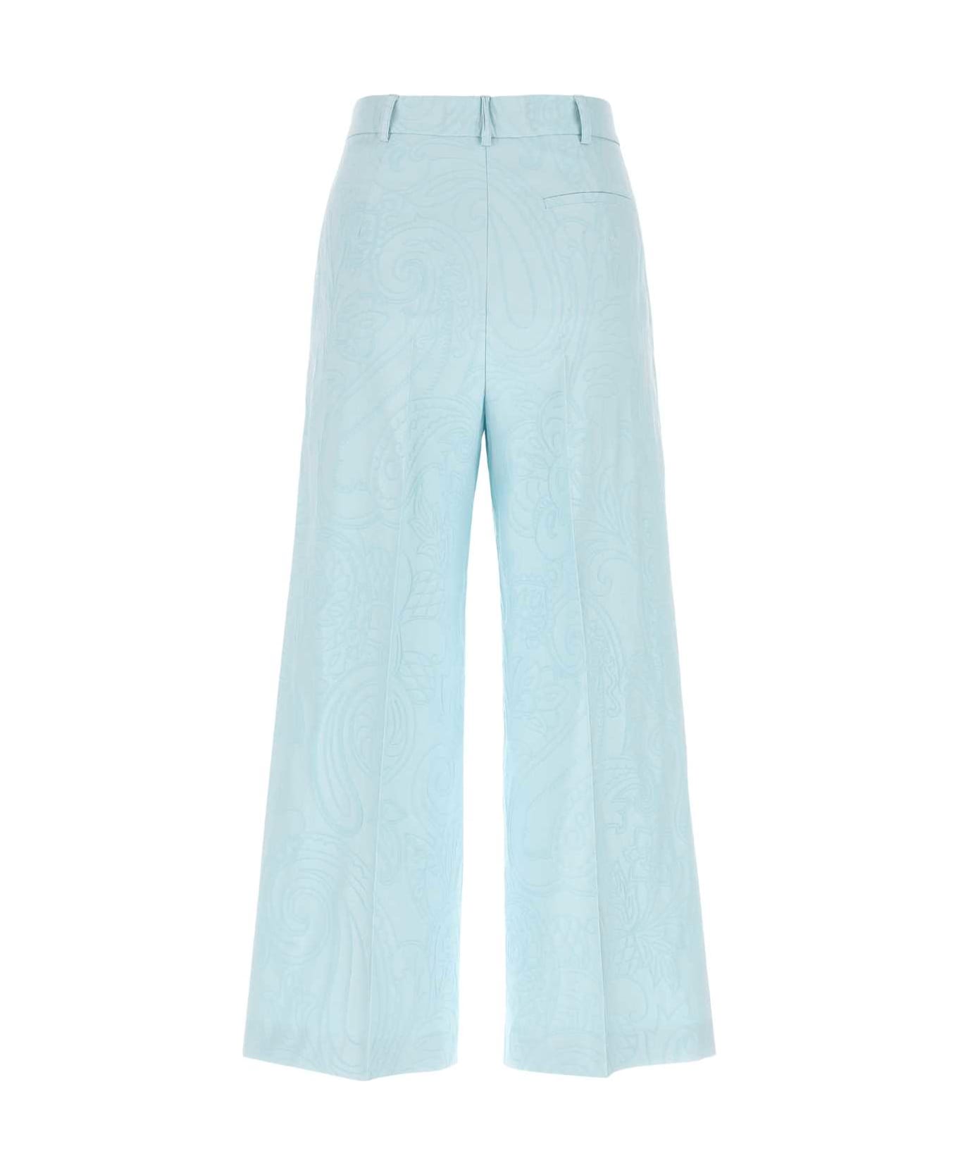 Etro Pastel Light-blue Stretch Cotton Blend Cropped-cut Pant - LIGHTBLUE