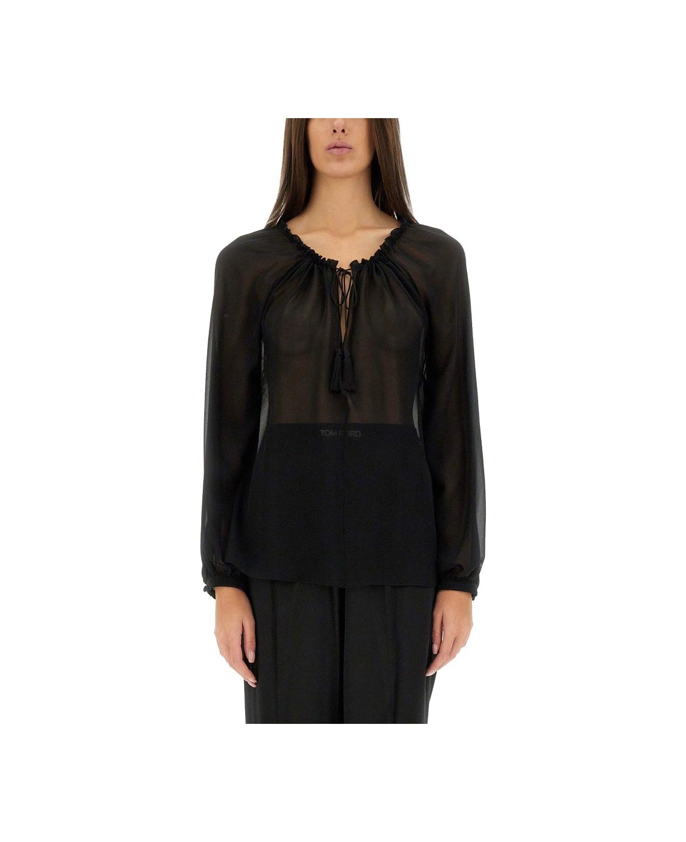 Tom Ford Gathered Top - BLACK