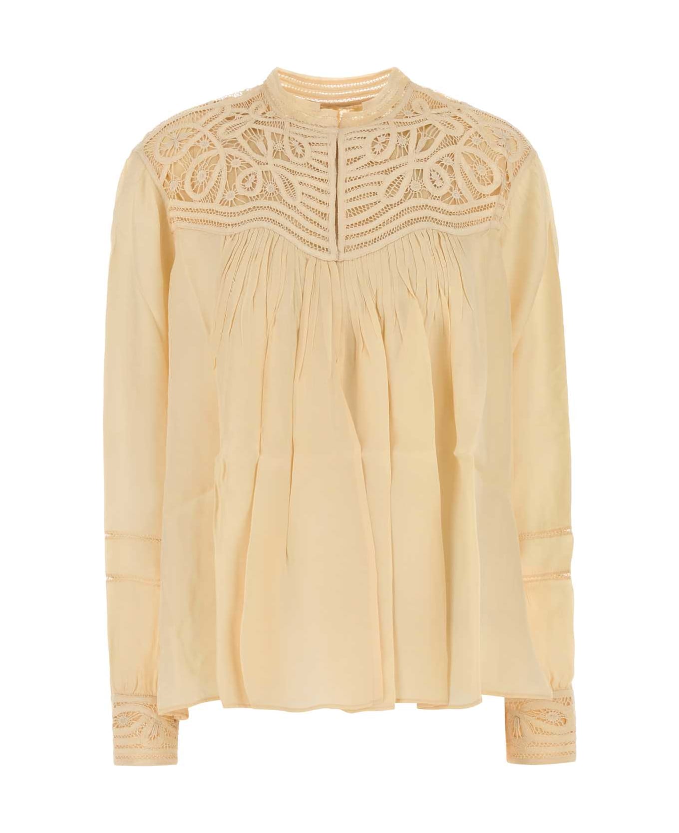 Bode Cream Satin Threadwork Blouse - CREAM