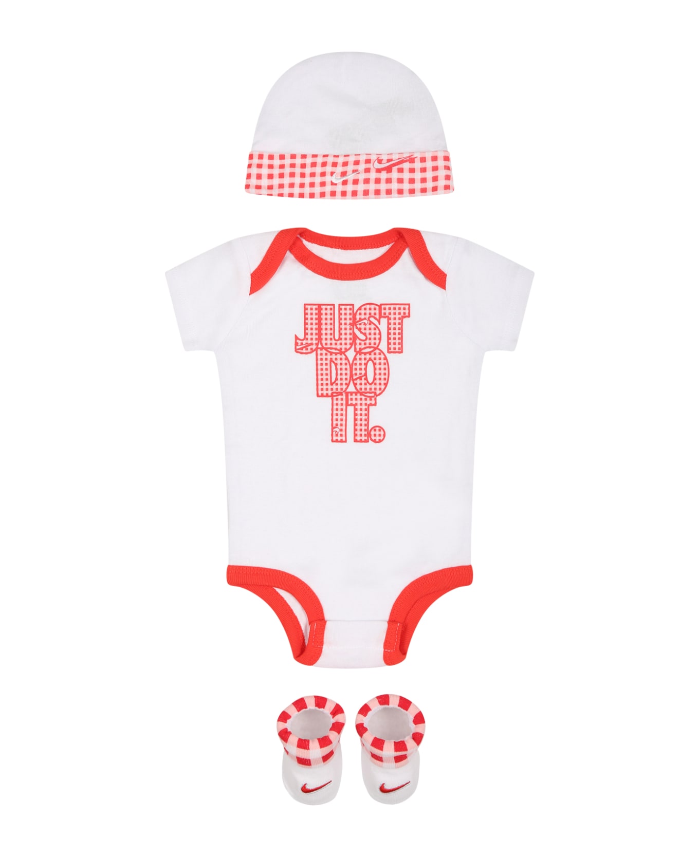 Nike White Set For Baby Girl With Logo - White ボディスーツ＆セットアップ